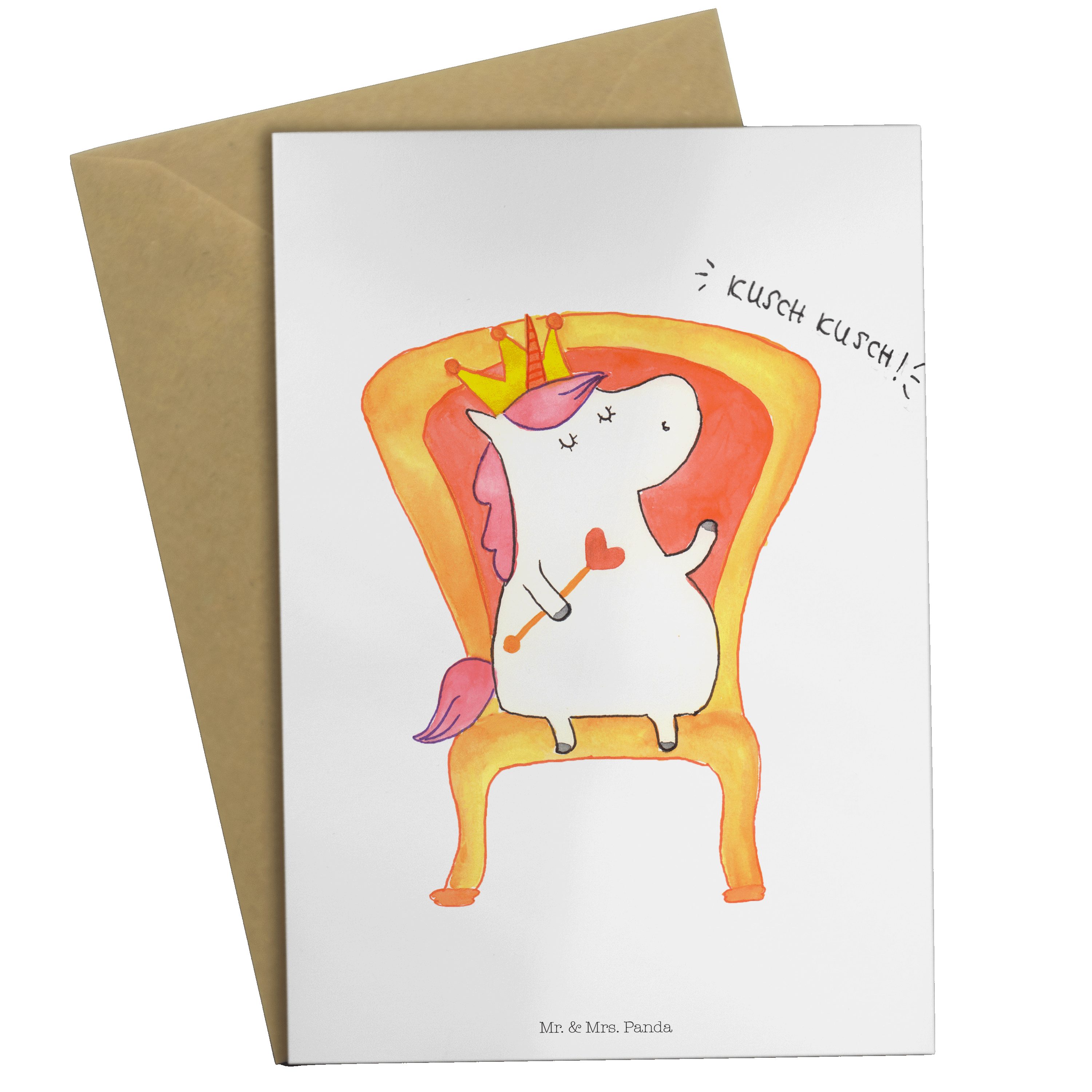 Geschenk, & Mr. Deko, Mrs. Einladungskarte, - Einhorn Einhorn Weiß König Herrs Panda Grußkarte -