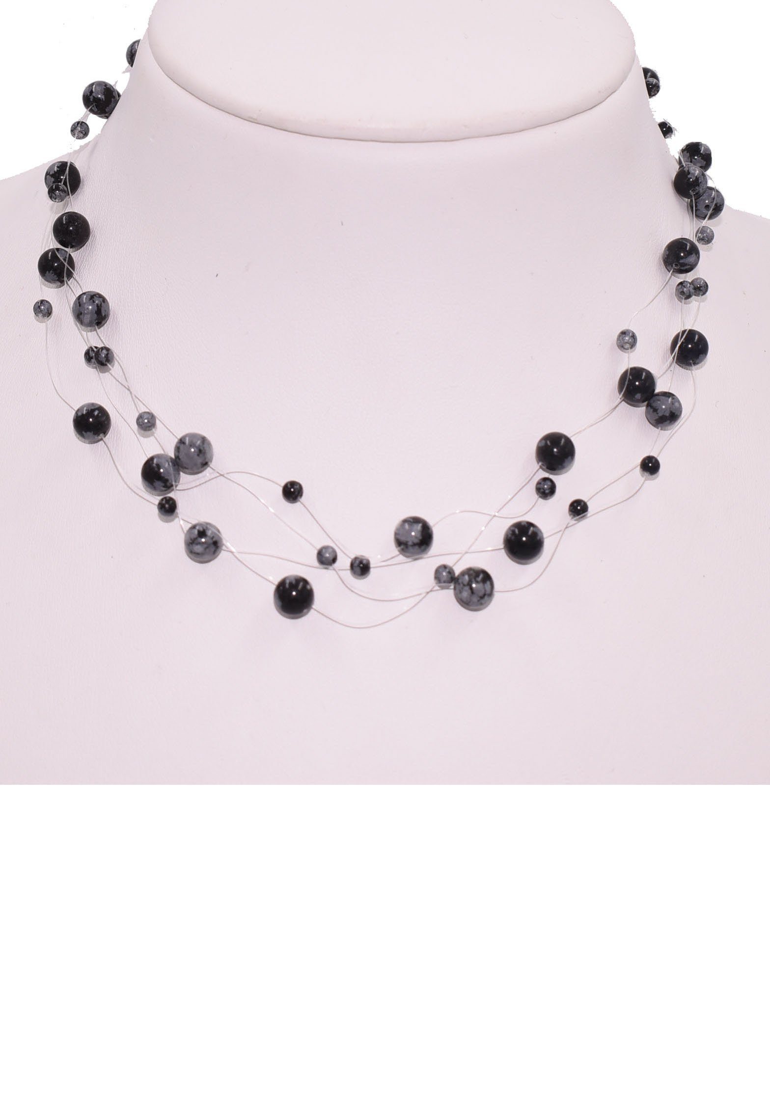 Firetti Collier Schmuck Geschenk, Schwebende Kugeln, Made in Germany - mit Obsidian