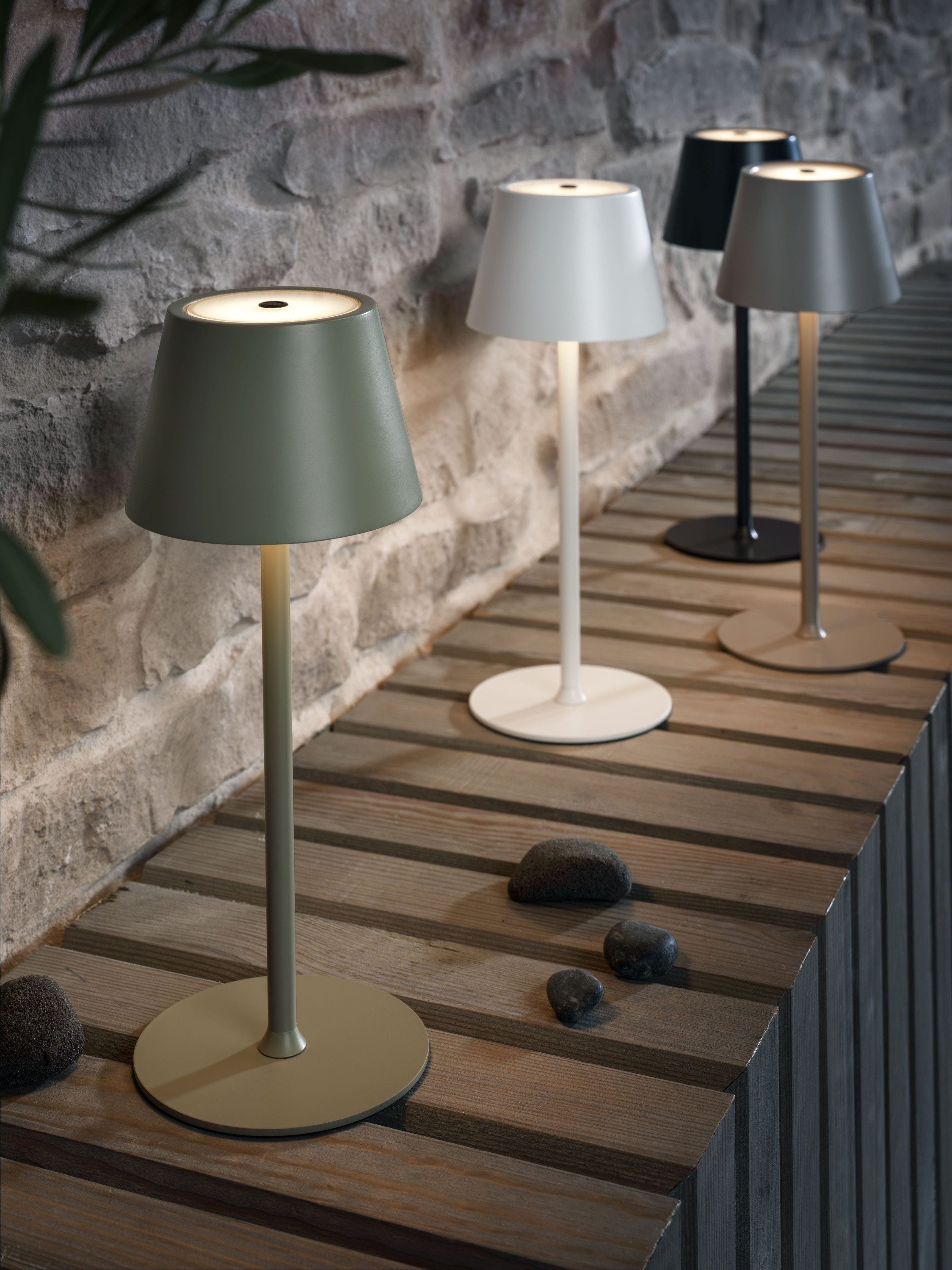 casa NOVA Tischleuchte casa NOVA Tischleuchte LED AKKU DH 12x31 cm beige Tischlampe, Warmweiß