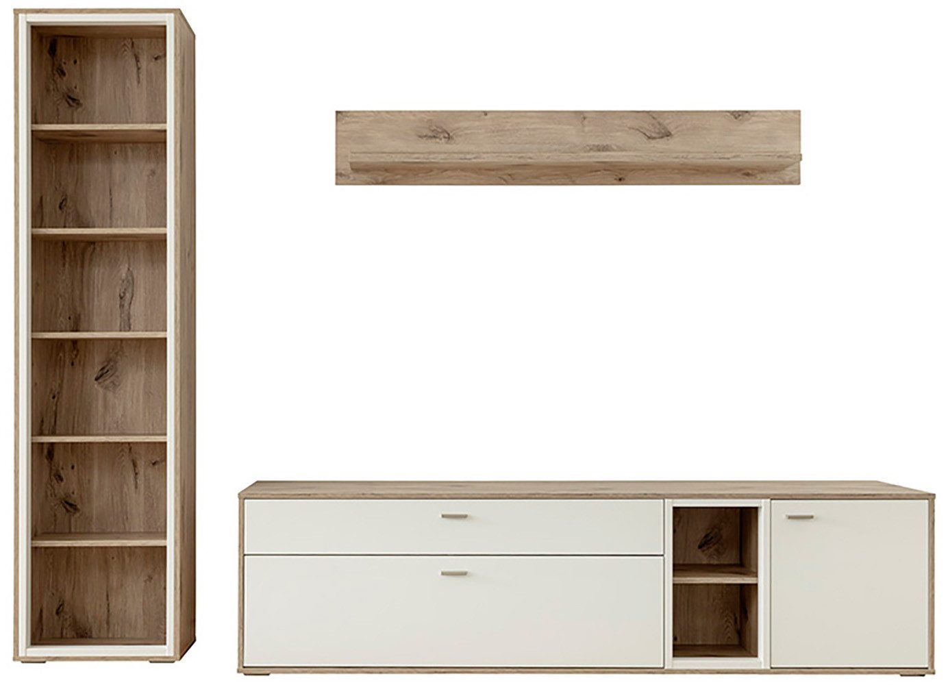 MCA furniture Wohnwand SANTERNO, (Komplett-Set, 3-St., 3-teilg), Wohnzimmer Set (3-tlg), Türen & Schubkästen gedämpft, Breite 264 cm