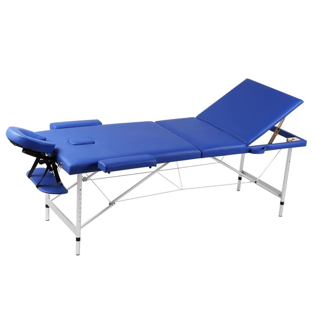 vidaXL Massageliege Massagetisch mit Aluminiumrahmen, faltbar 3 Zonen Blau