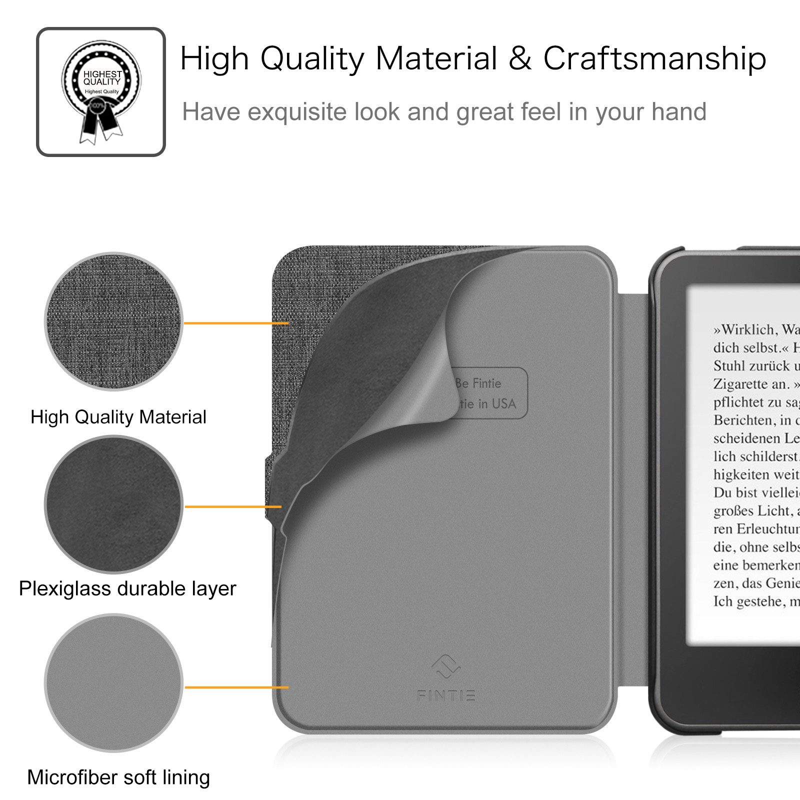 Fintie E-Reader-Hülle für Tolino Vision 4 HD/Vision 3 HD/Vision 2/Vision 1/Shine 2 HD, Ultradünne Schutzhülle mit Ruhemodus und Magnetverschluss – Bild 5 von 5