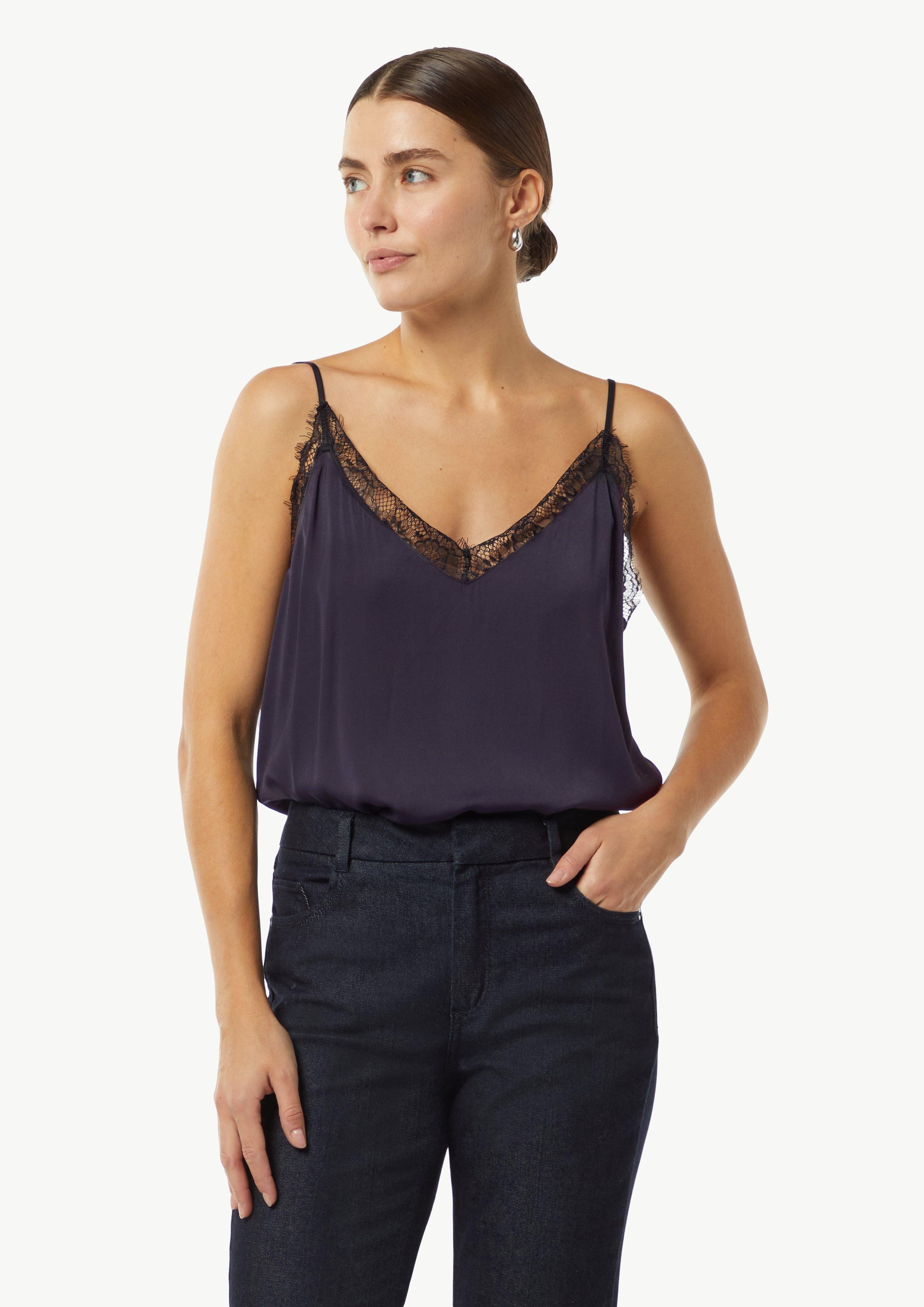 Comma Blusentop Satintop mit Spitzen-Details und günstig online kaufen