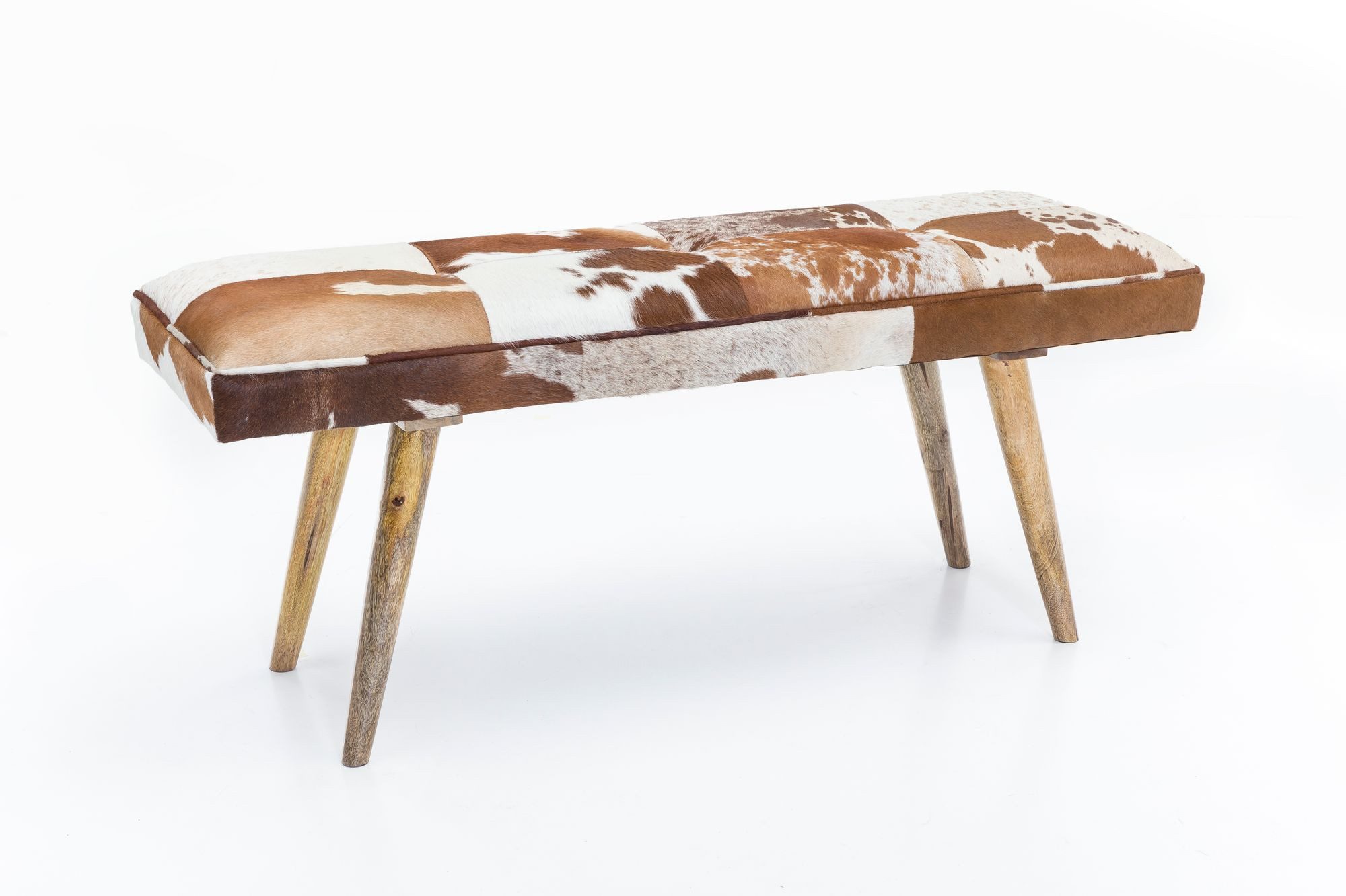 Wohnling Табуреткиbank WL5.103 (Sitzbank Ziegenfell / Massivholz Bank 120x40x52 cm), Kleine Bettbank, Polsterbank Flur Esszimmer