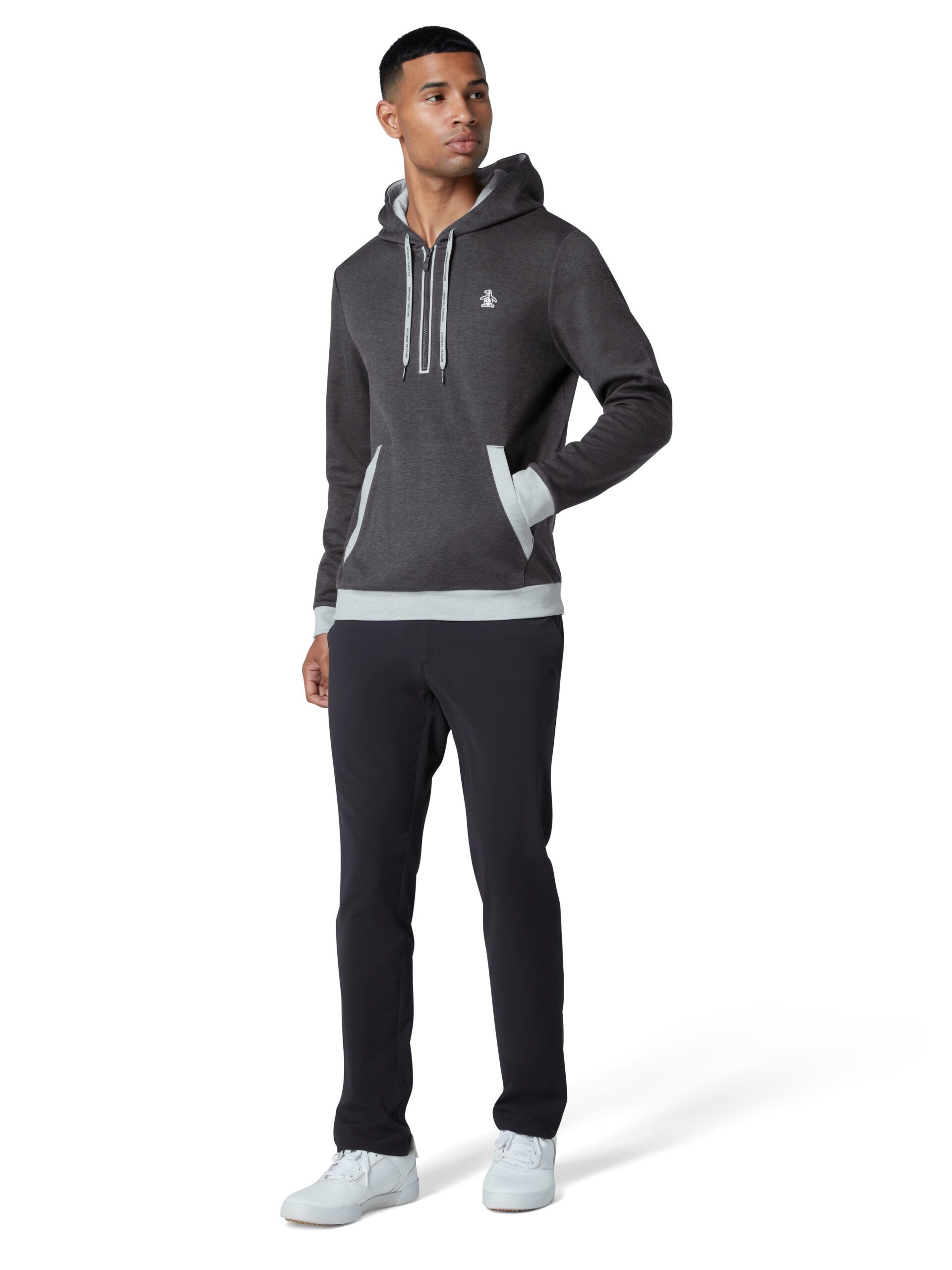 Original Penguin Longsweatshirt Penguin Hoodie Earl Caviar-Grau Herren