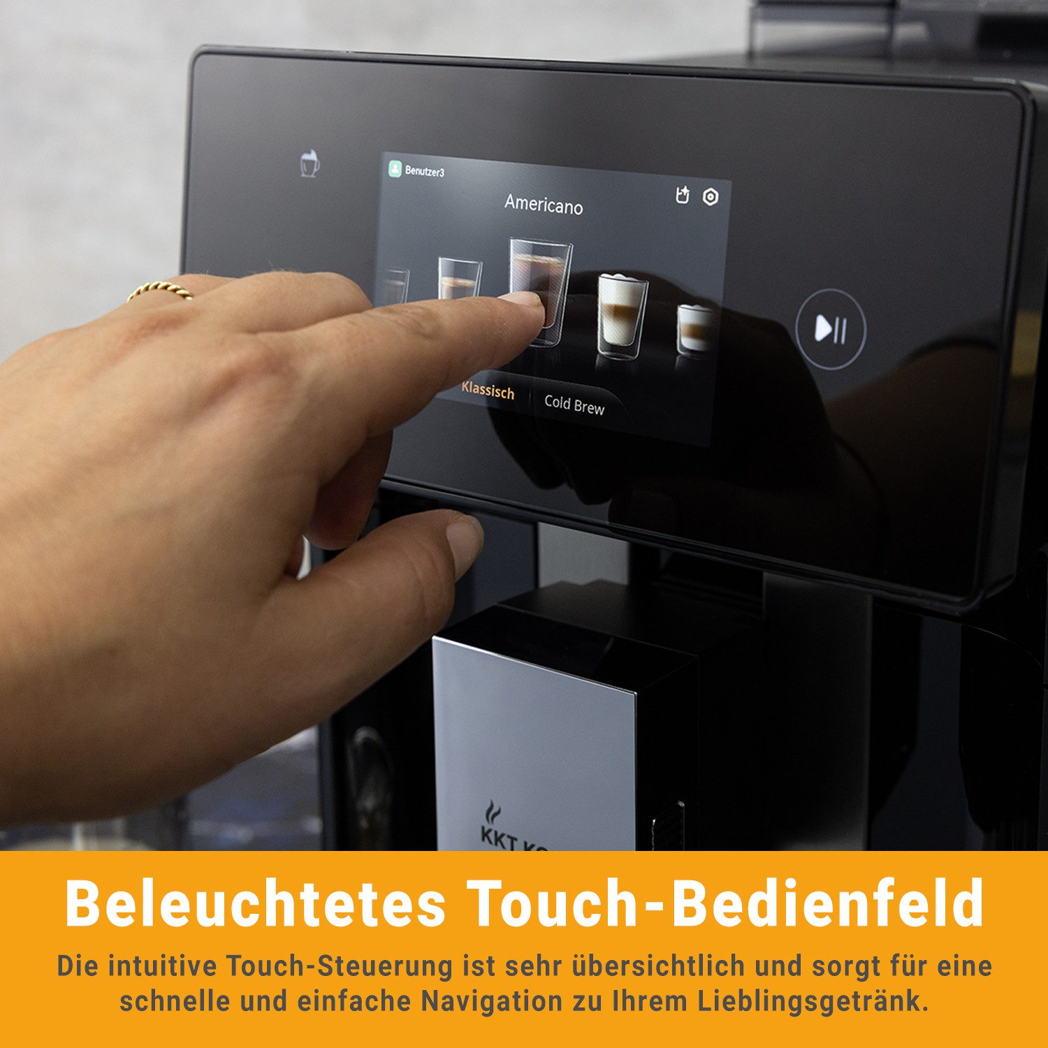 KKT KOLBE Kaffeevollautomat Pro, Automatische Reinigung, 2 Tassen-Funktion, 7 Kaffeespezialitäten