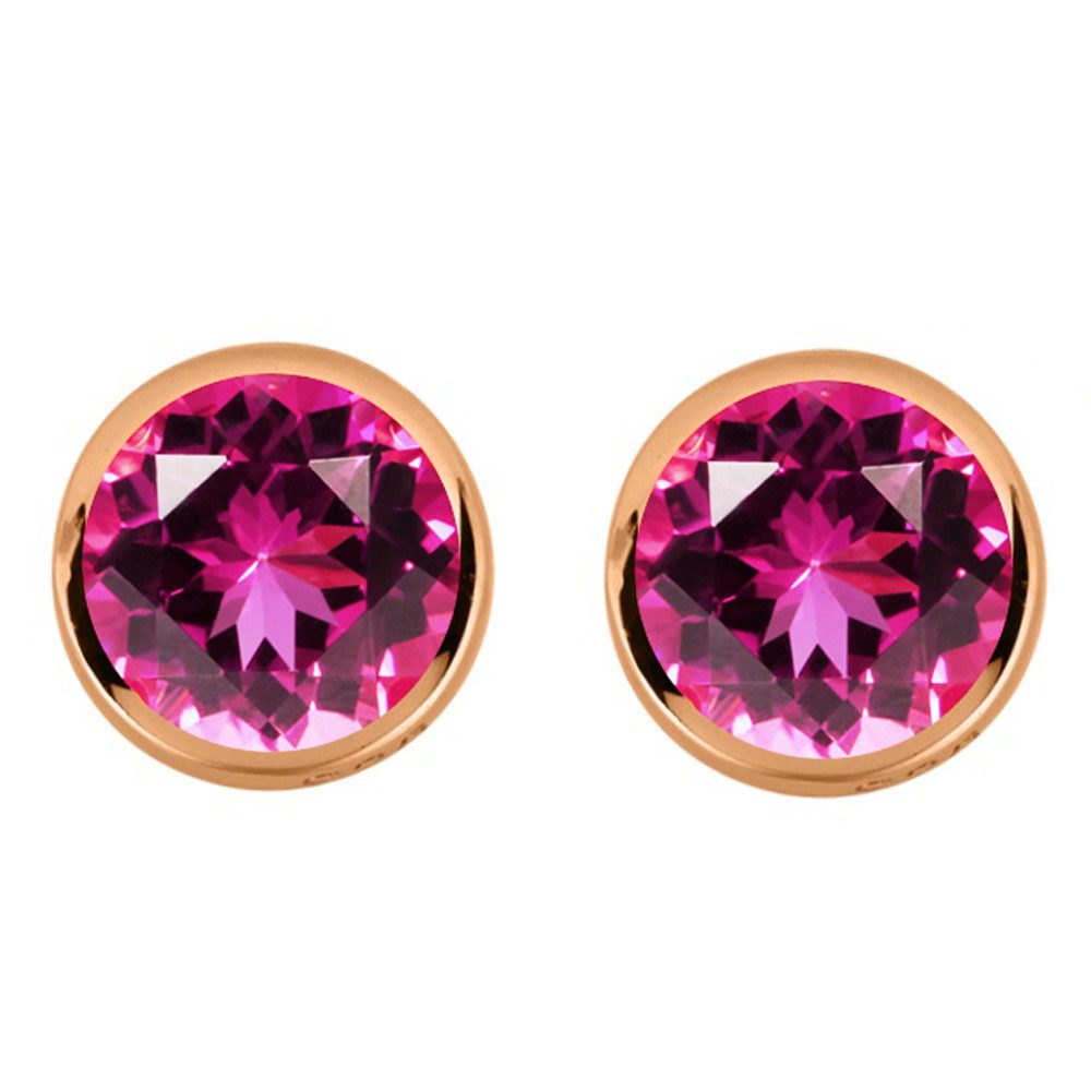Paar Ohrstecker 750 Roségold vergoldet Ohrstecker Ohrringe Zirkonia Stein Pink