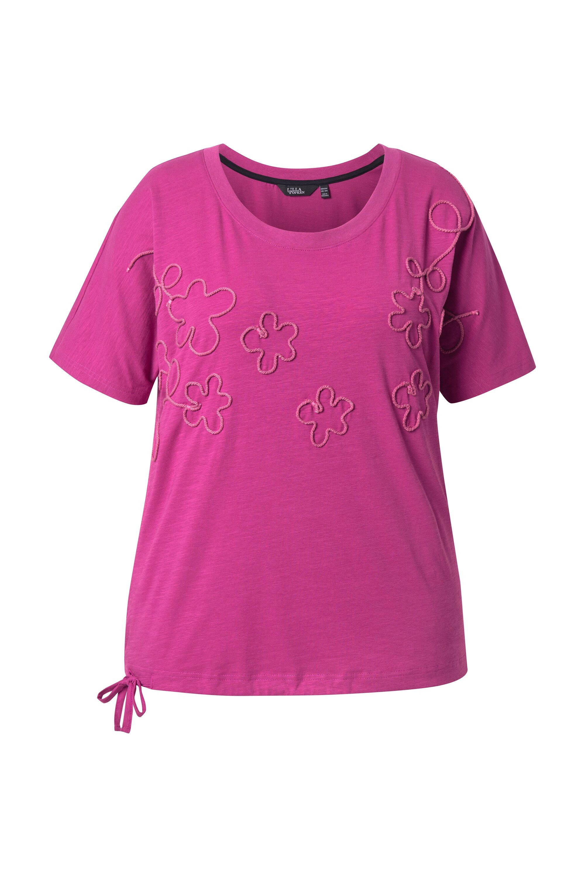 Ulla Popken T-Shirt T-Shirt Blüten Oversized Rundhals Langarm Saumband günstig online kaufen