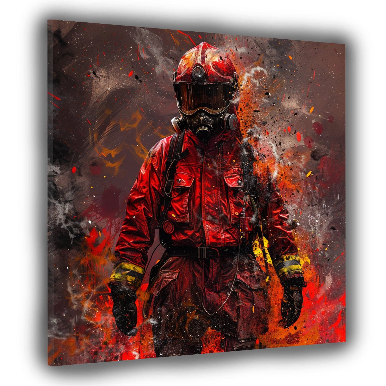 Artedinoi Leinwandbild Feuerwehrmann Feuer Leinwandbild Wandbild Kunstdruck XL Wanddeko