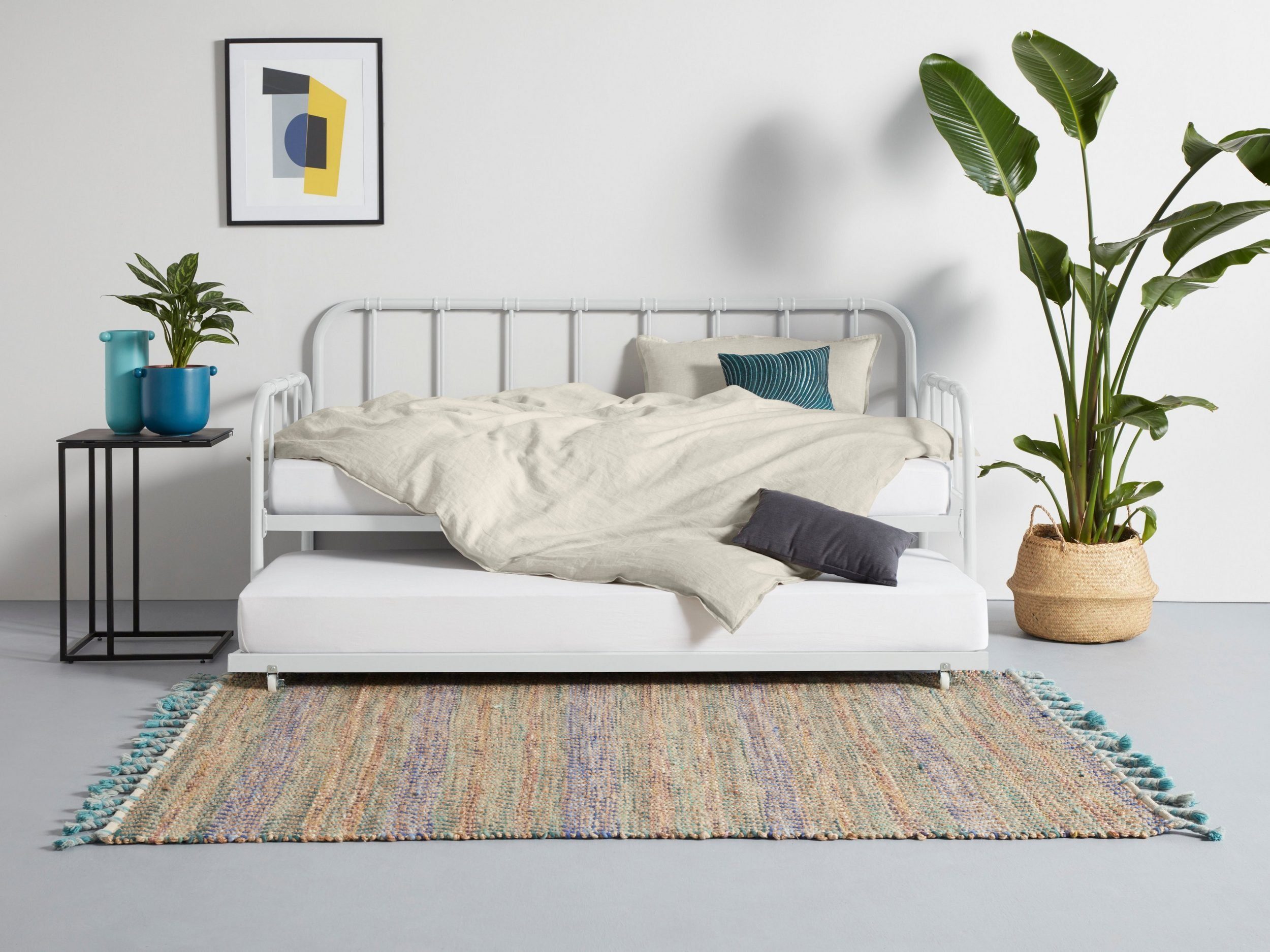 loft24 Metallbett Ariel - Bett Bettgestell Bettrahmen Tagesbett, Metallbet mit ausziehbarer Liegefläche, 90x200 cm, Bettgestell Metall