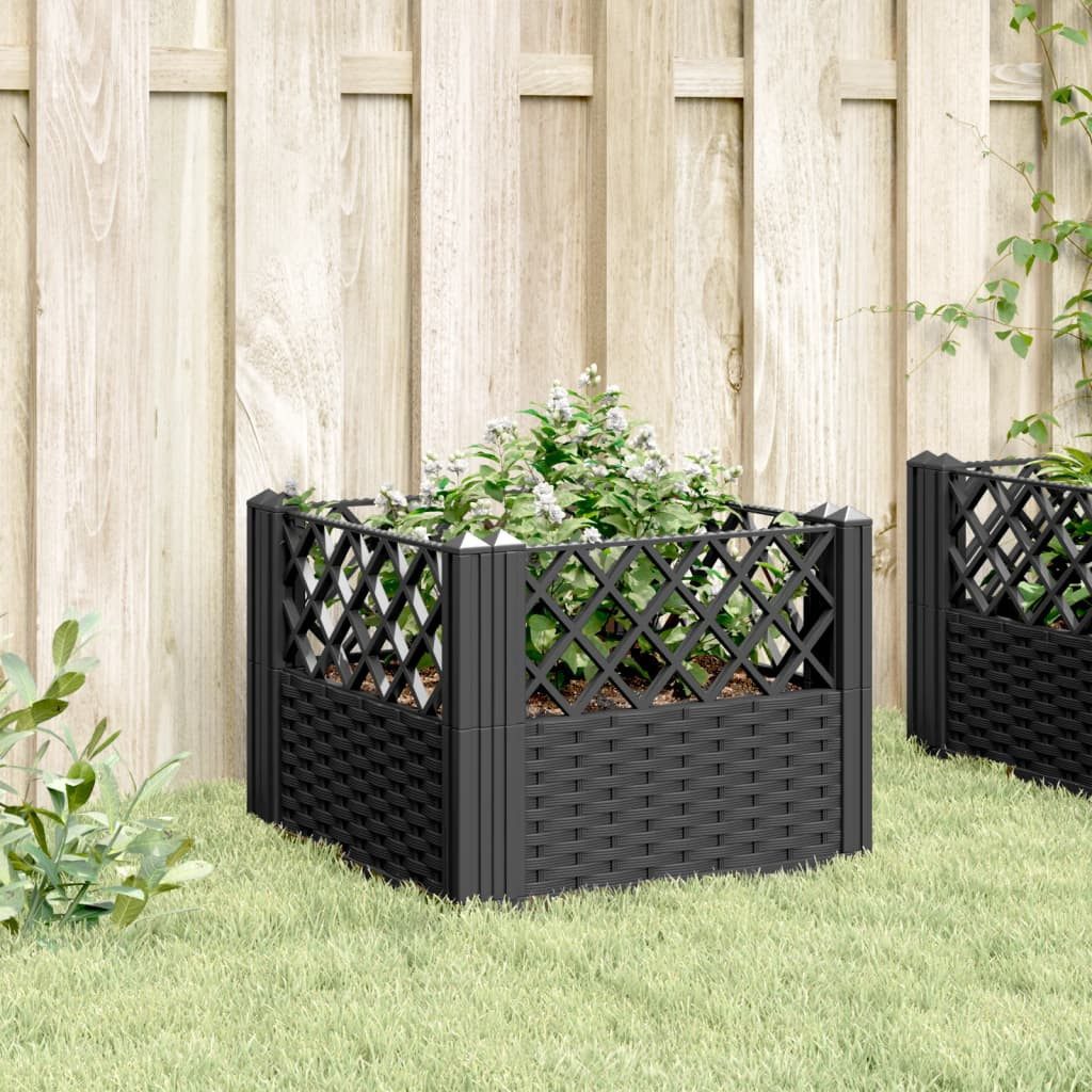 vidaXL Blumentopf Pflanzkasten mit Erdspießen Schwarz günstig online kaufen