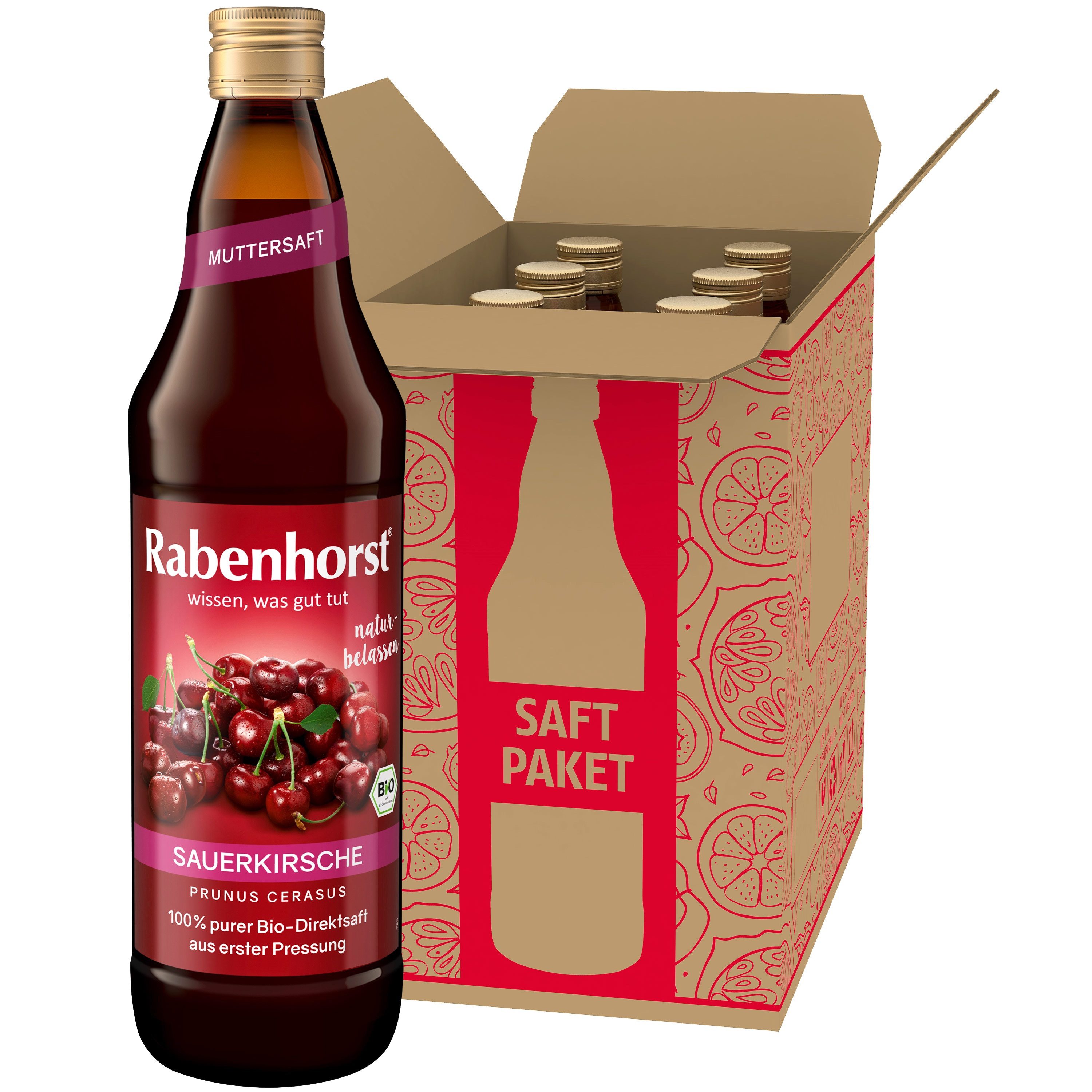 Haus Rabenhorst Saft RABENHORST Sauerkirsche MUTTERSAFT BIO 6er Pack (6 x 700 ml), 0,7 l, 700 ml, 6 St.