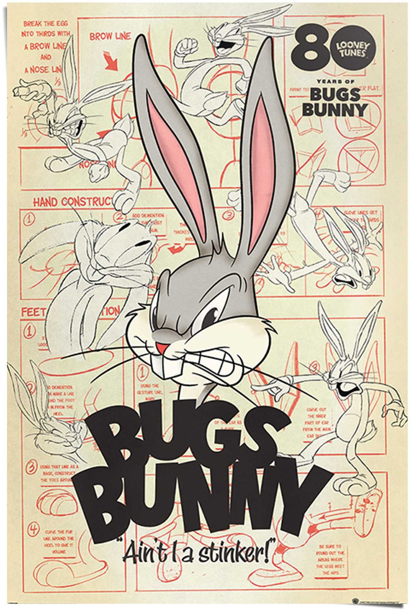(1 Looney Bunny - - Bros Warner Poster I Bugs Tunes ait stinker St) Reinders! a Hase,