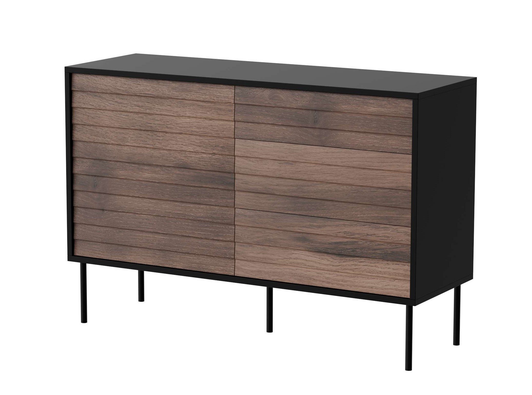 99rooms Kommode Corn (Sideboard, Highboard), 1 grifflose Tür, 3 Schubladen, aus Holzwerkstoff, Metall Füße