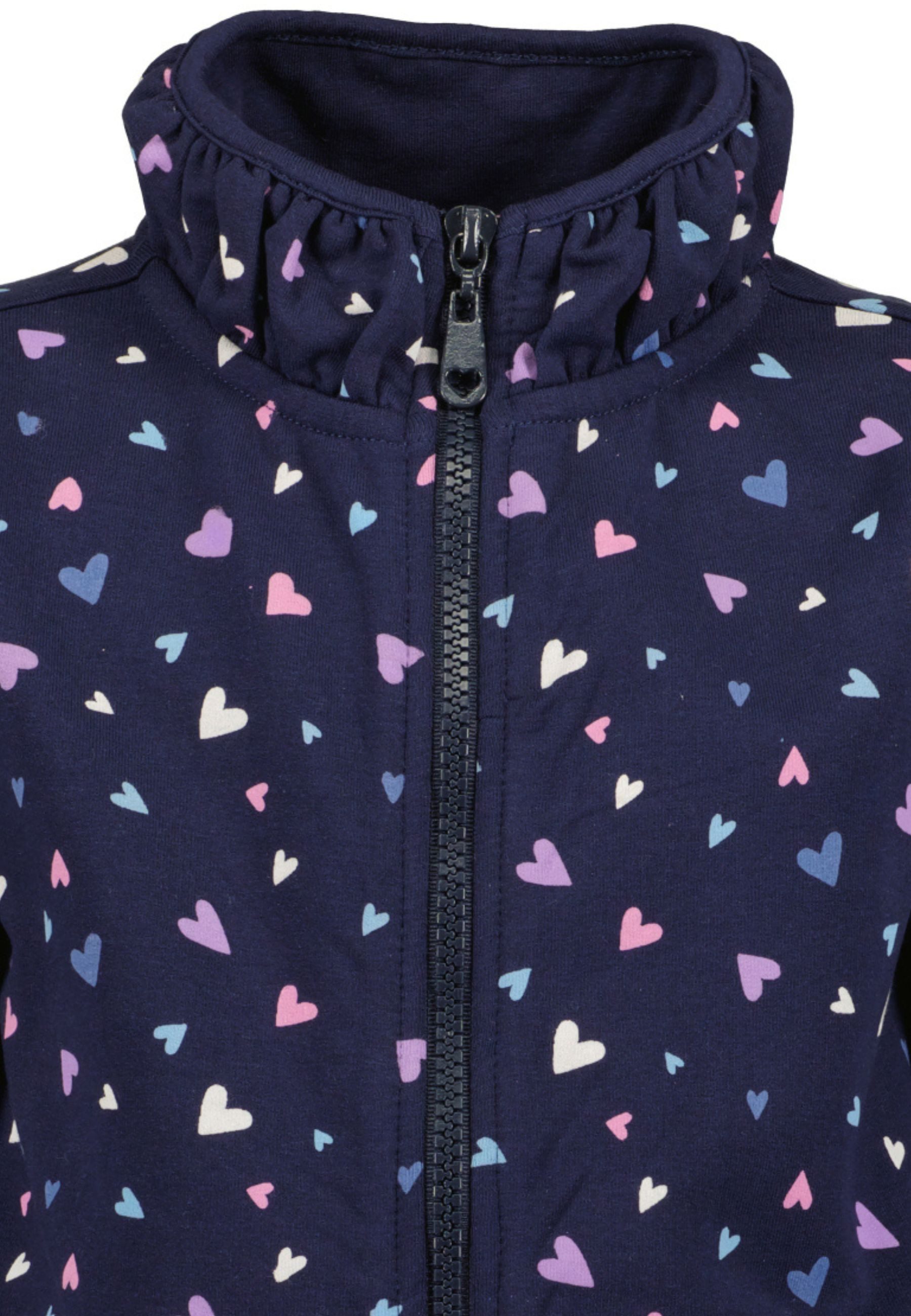 Blue Seven Sweatjacke Baumwollmischung, Alloverdruck, Stehkragen
