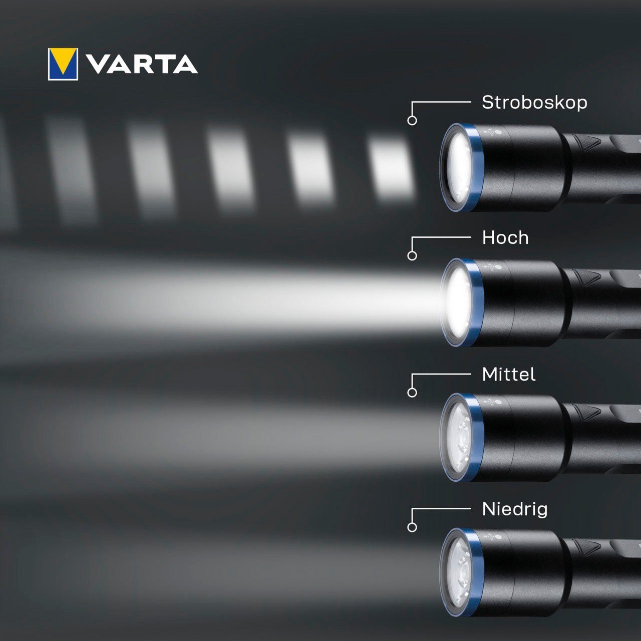 VARTA 1000 Cutter Premium (Set), Night F40 Leuchtmodi, Lumen Taschenlampe vier Leuchtstärke, schwarz