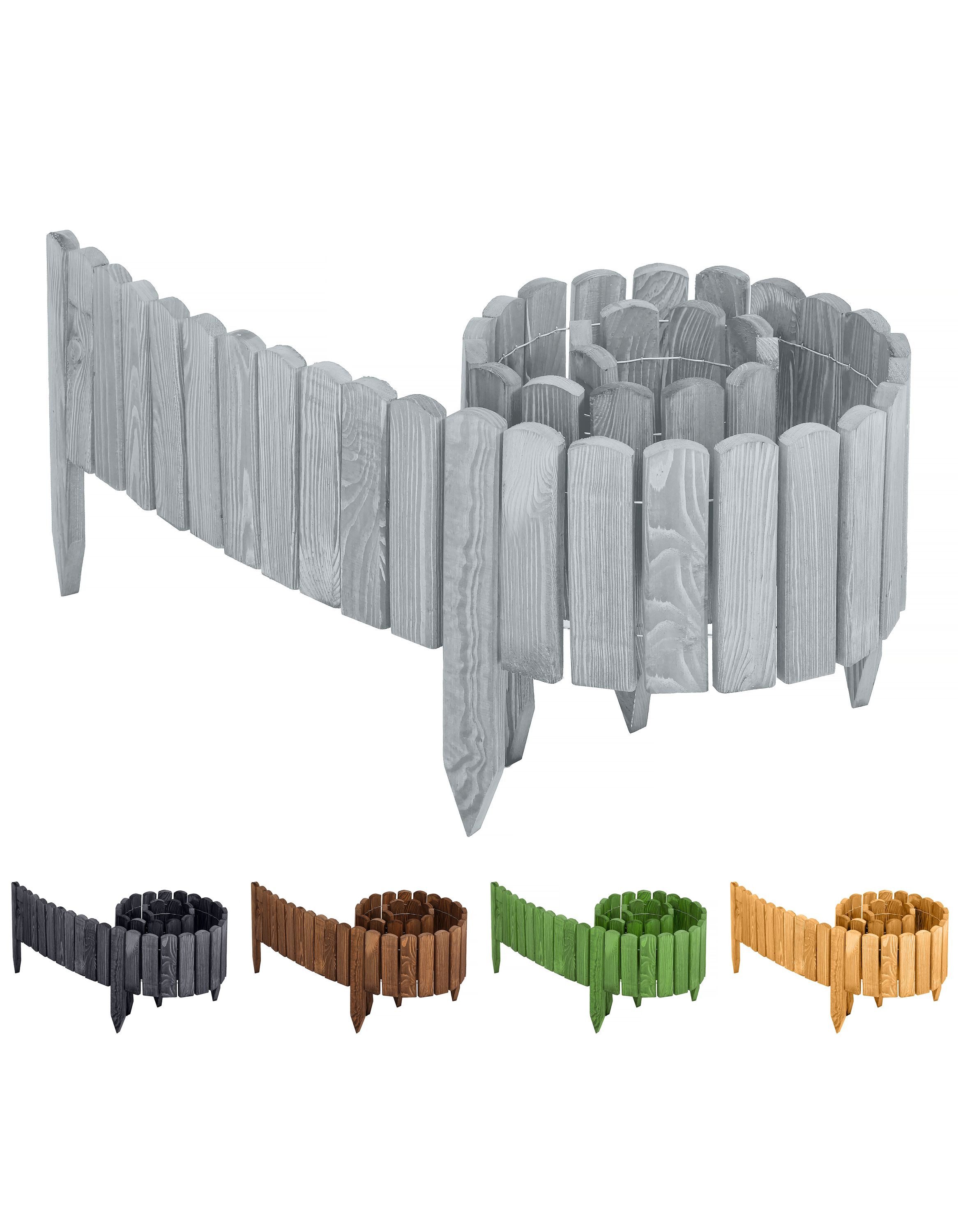 Garronda Rasenkante Beeteinfassung Holz Rollzaun Flexibler Rollborder Länge: 2m GD-0046