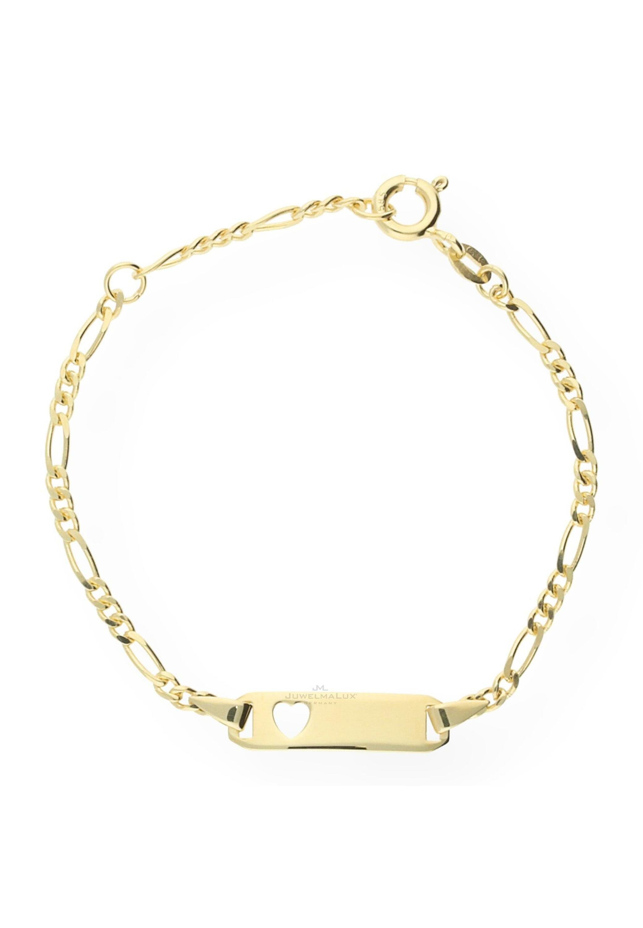 JuwelmaLux Goldarmband Kinder-Armband Gold Herz Kinder Armschmuck 14 cm  (1-tlg), Kinder-Armband mit Gravurplatte Gelbgold 585/000, inkl.  Schmuckschachtel
