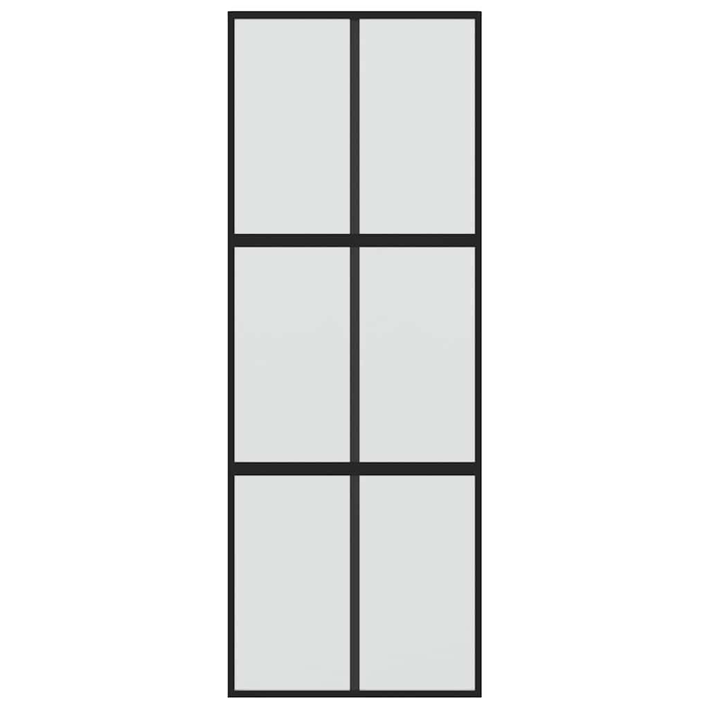 vidaXL Haustür Schiebetür Schwarz 76x205 cm Hartglas und Aluminium (1-St)