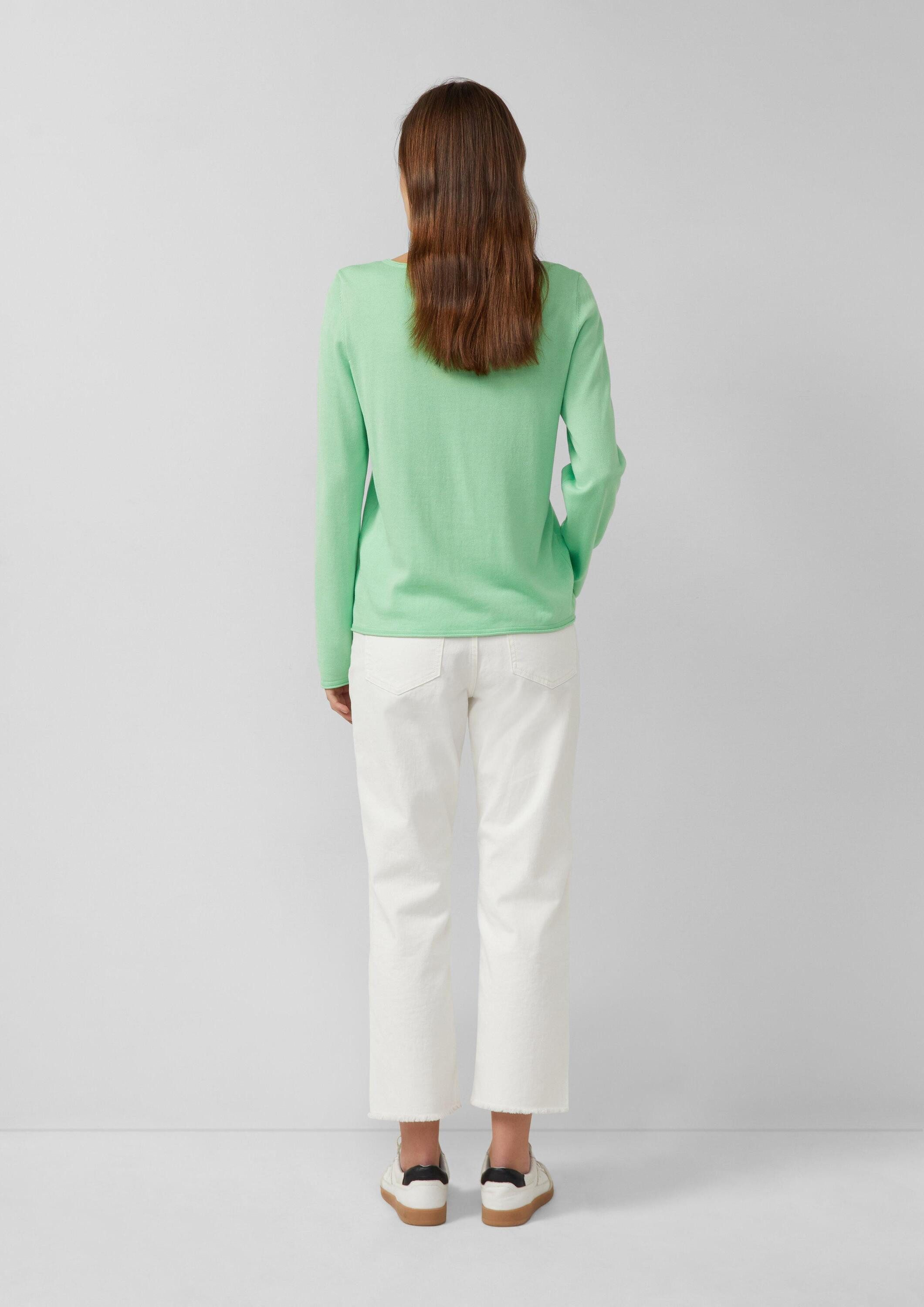 s.Oliver Longpullover Strickpullover Feinstrickpullover mit Rundhalsausschnitt
