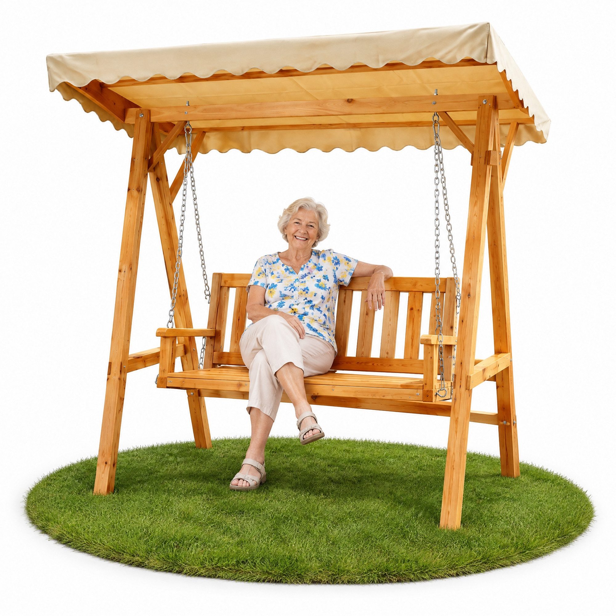 Melko Hollywoodschaukel Gartenschaukel Hollywoodschaukel Hängeschaukel Holz Überdachung, 2-Sitzer, Stück, UV-beständig & Regendicht