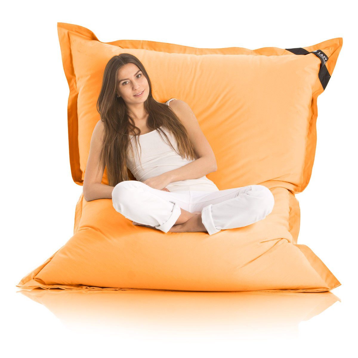 LazyBag Sitzsack Indoor & Outdoor XXL Riesensitzsack (Sitzkissen Bean-Bag, Nylon Bezug), 180 x 140 cm Orange