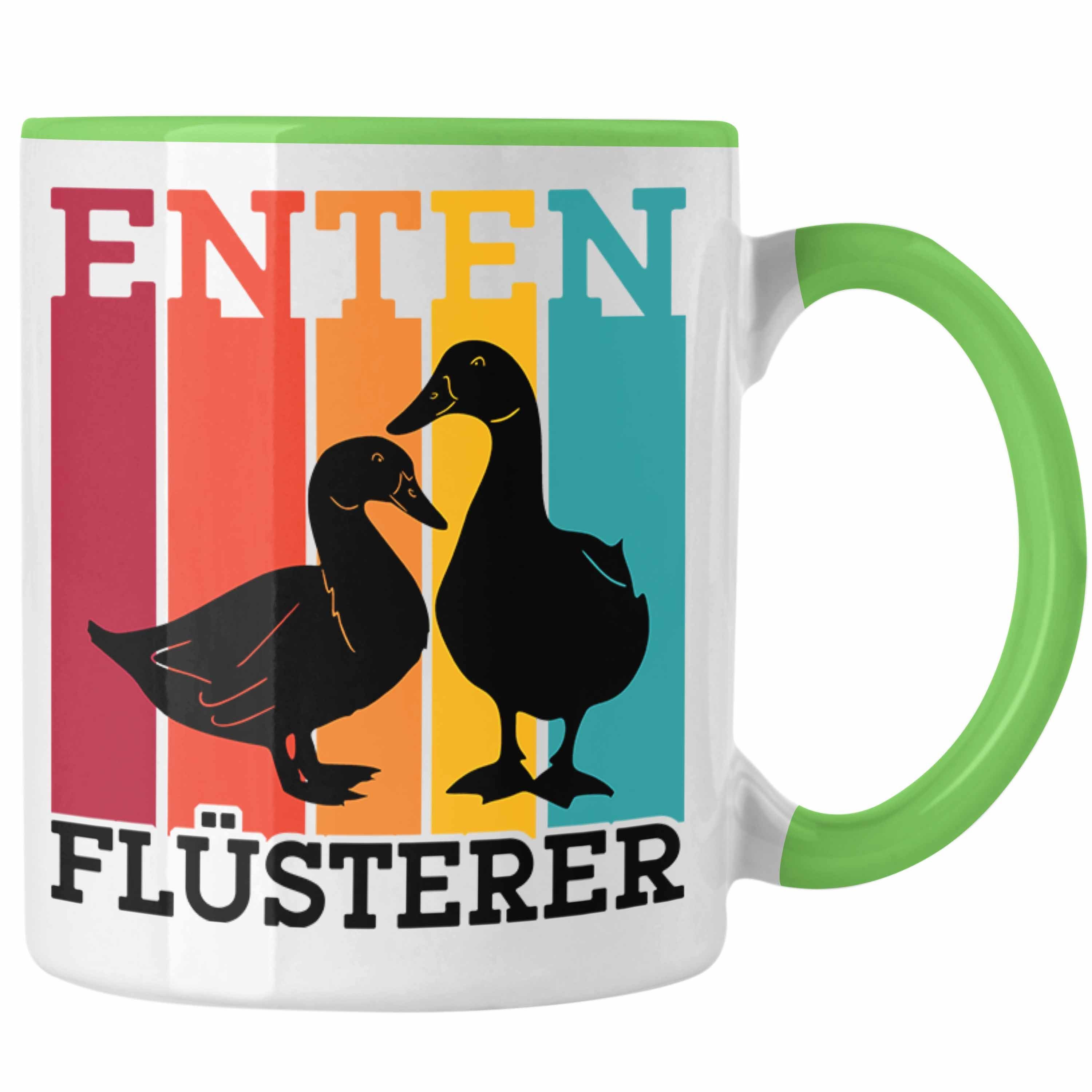 Trendation Tasse Lustige Enten Liebhaber Tasse "Enten Flüsterer" - Geschenk für Entenfr Grün