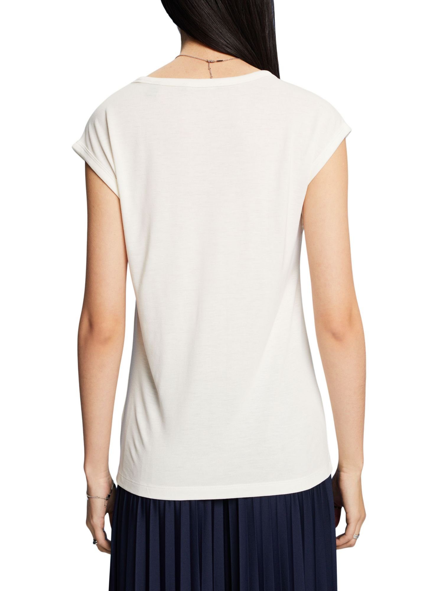 Esprit mit Collection LENZING™ ECOVERO™ Paillettendetails, T-Shirt (1-tlg) ICE T-Shirt