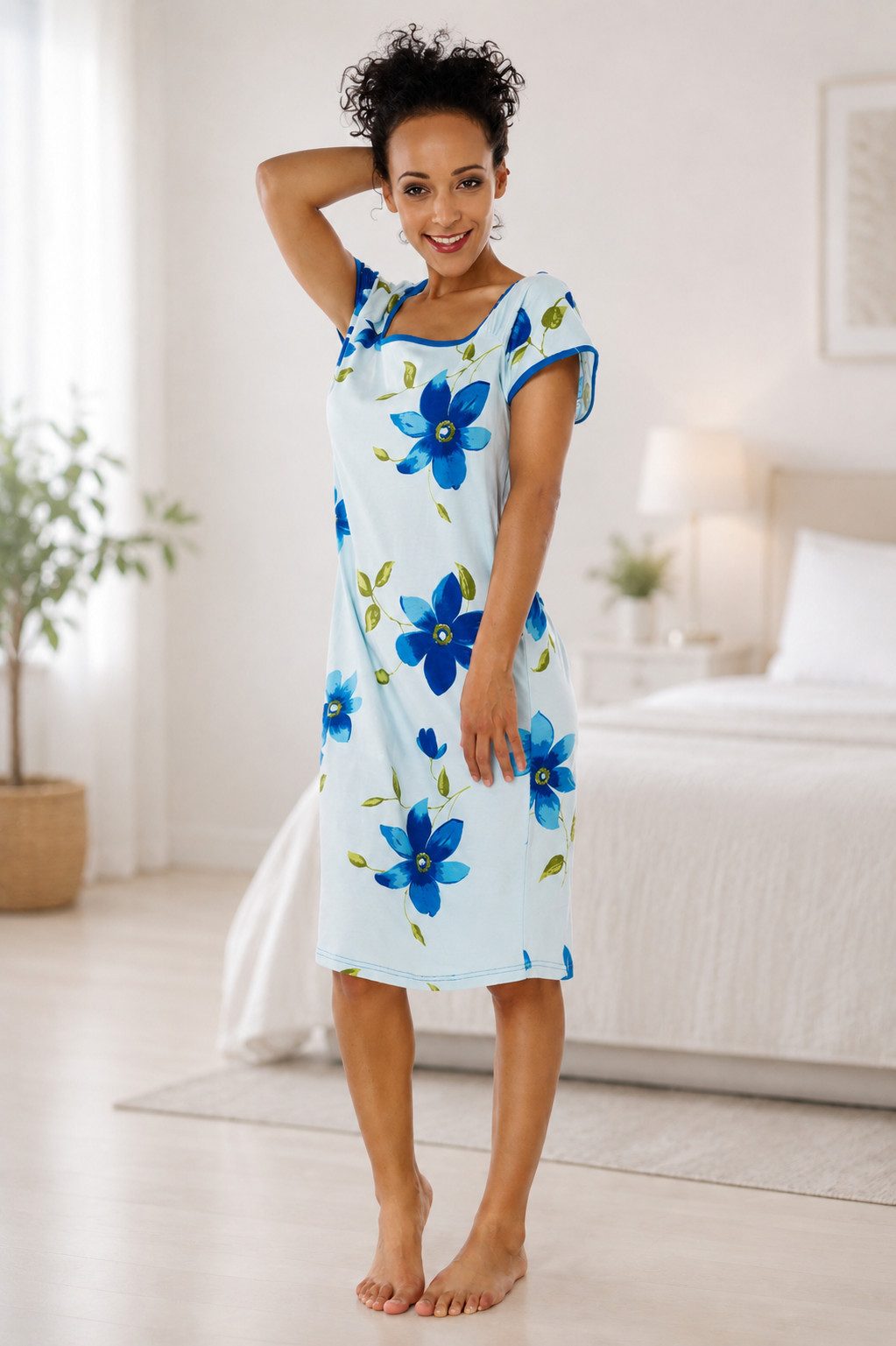 Consult-Tex Nachthemd Damen Nachthemd Bigshirt Sleepshirt DF861 Blumendruck