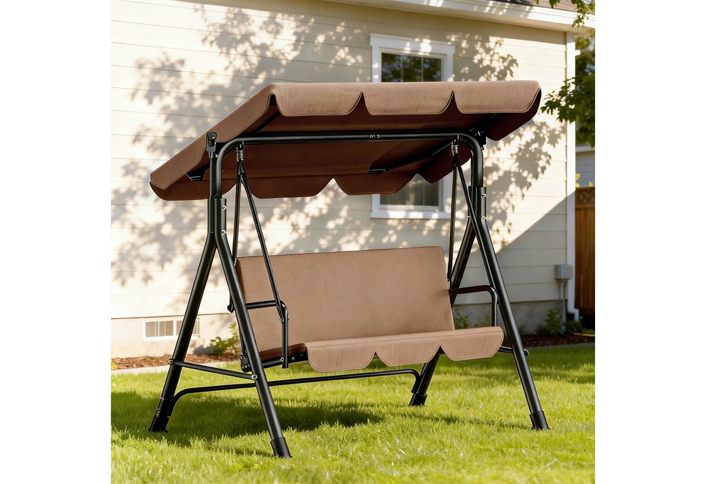 Huracan Hollywoodschaukel 3-Sitzer, Gartenschaukel mit Verstellbarem Sonnendach, 3-Sitzer, 175.5*110*152cm-Klassiker, UV-Schutz Wetterfest, Schaukelbank 220kg Belastbar