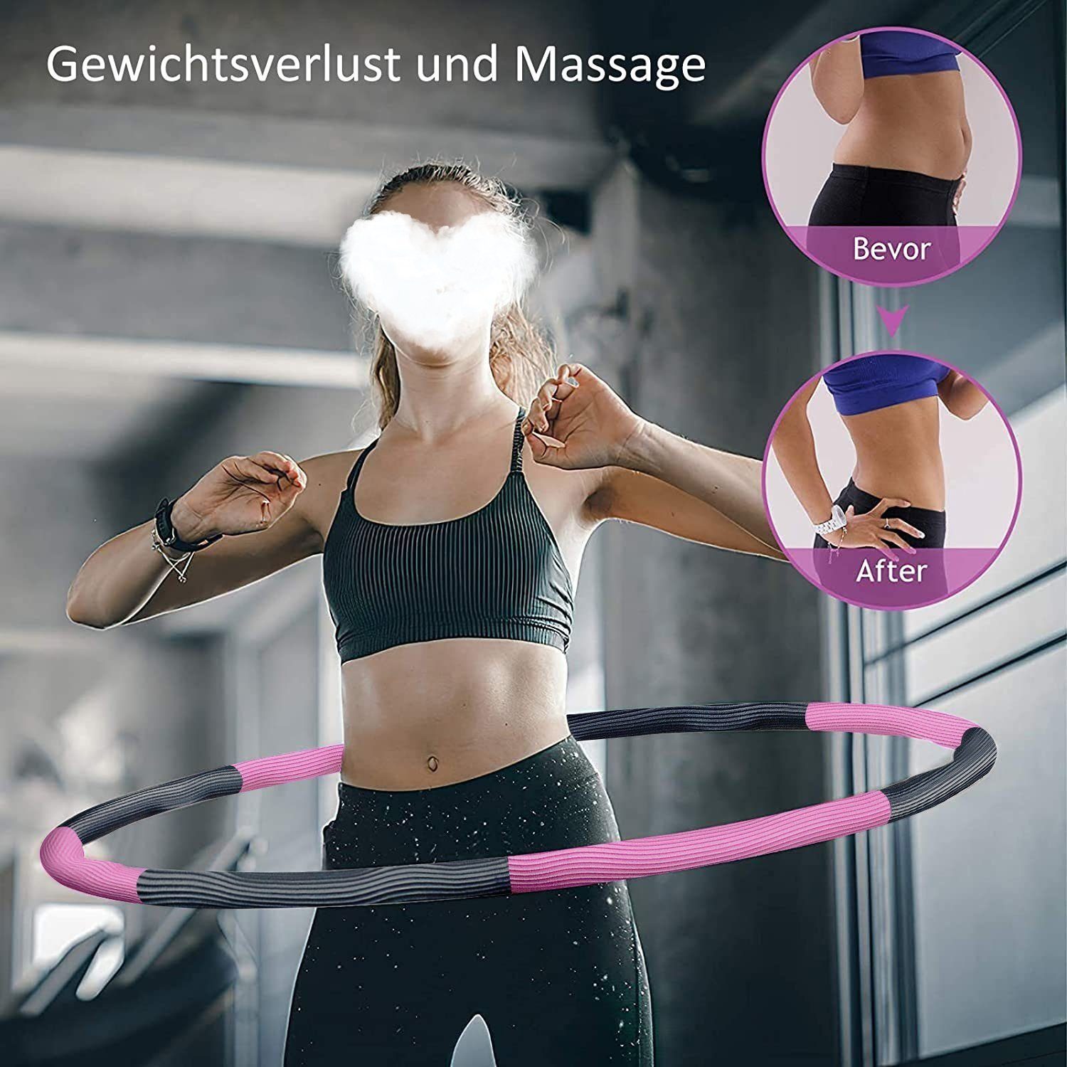 KIKAKO Hula-Hoop-Reifen Rosa 8 Hula-Fitness-Reifen grau Spleißen Wellenabschnitte Abnehmbar