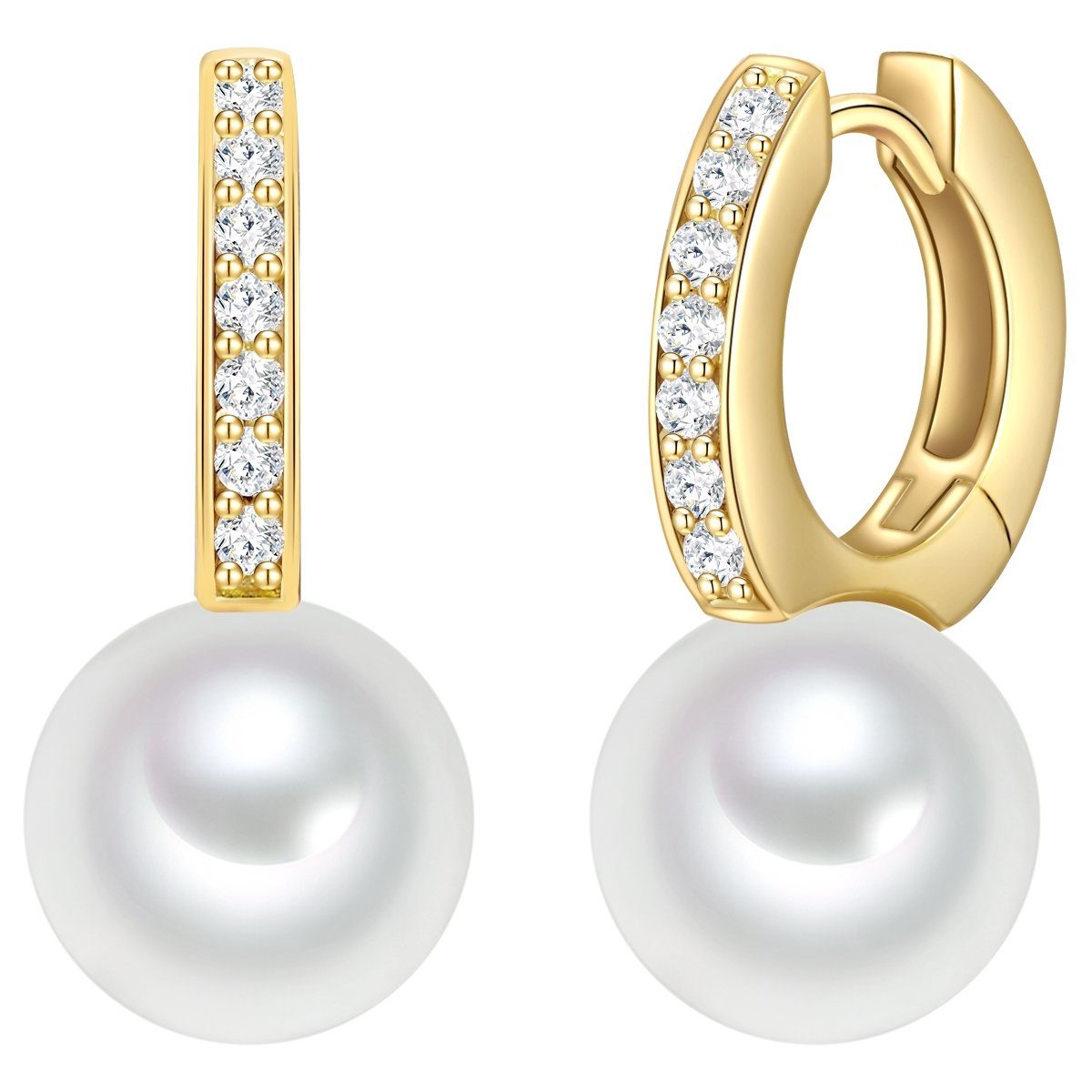 Rafaela Donata Paar Серьги-кольца gelbgold, Серьги-кольца Sterling Silber gelbgold Südsee-Muschelkernperle weiß Zirkonia weiß