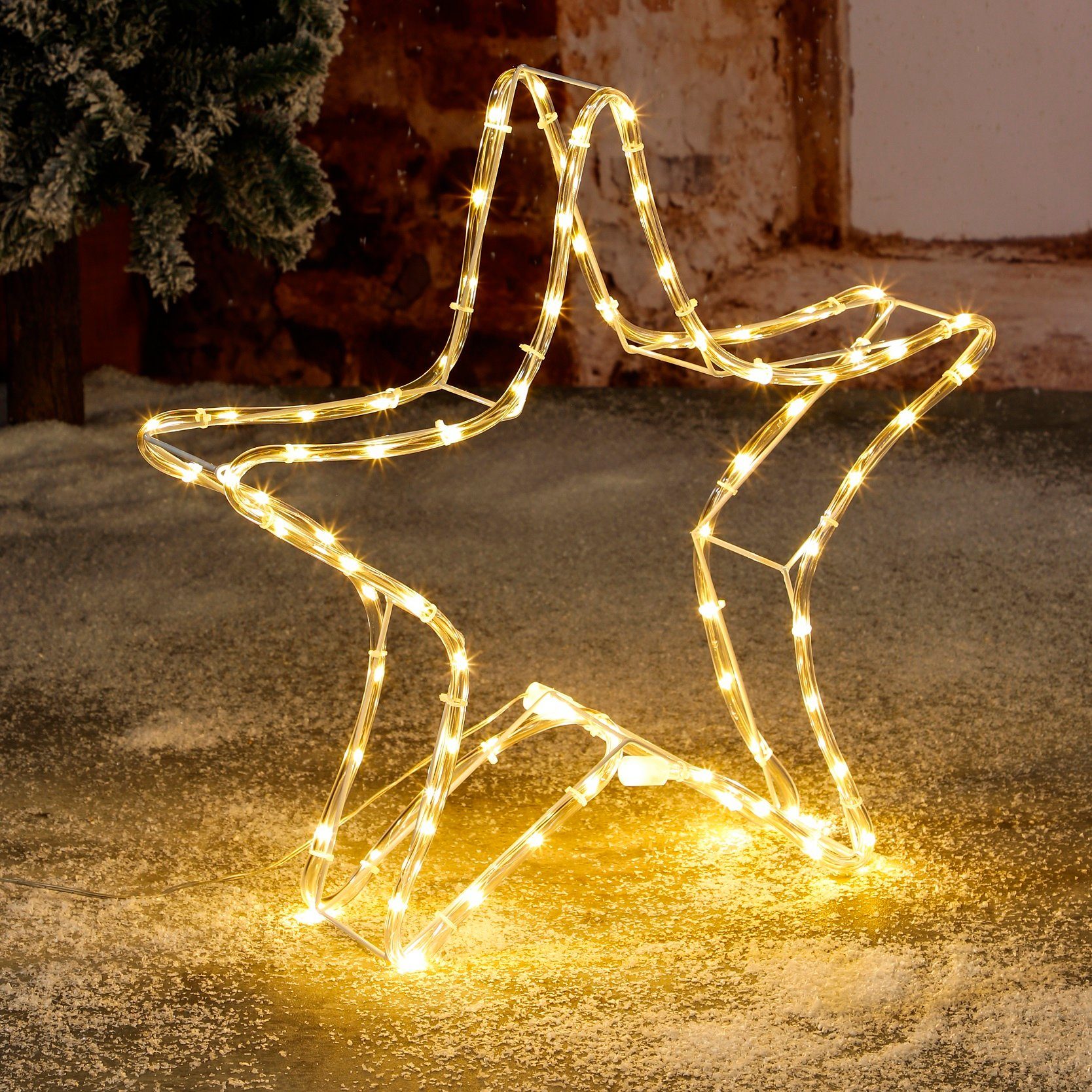 GartenHero LED-Stern für außen »80 LED Weihnachtsstern IP44 Stern  Leuchtstern Weihnachtsbeleuchtung«, LED fest integriert, warmweiß
