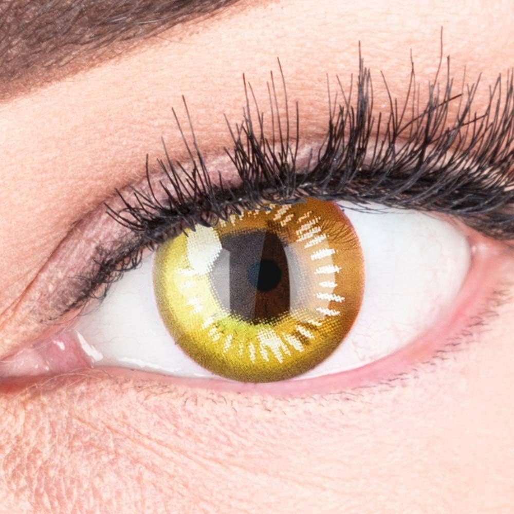 MeralenS Jahreslinsen Farbige Gelbe Cosplay Kontaktlinsen mit/ohne Sehstärke Anime Yellow