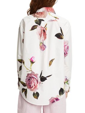 Esprit Langarmbluse Hemd aus Baumwollpopeline mit Print