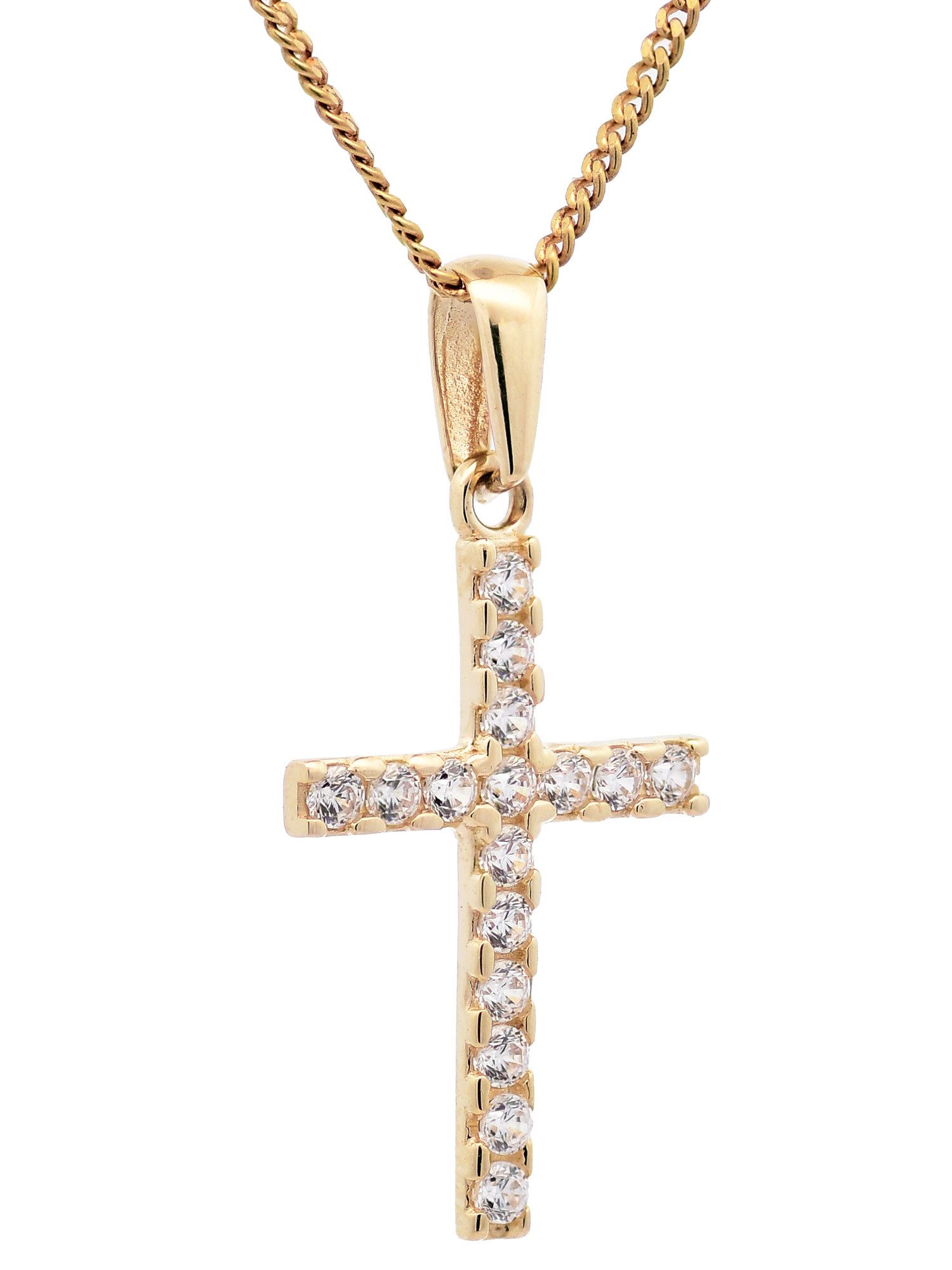 HOPLO Kreuzanhänger Anhänger Kreuz Zirkonia 333 Gold mit vergoldeter Silber günstig online kaufen