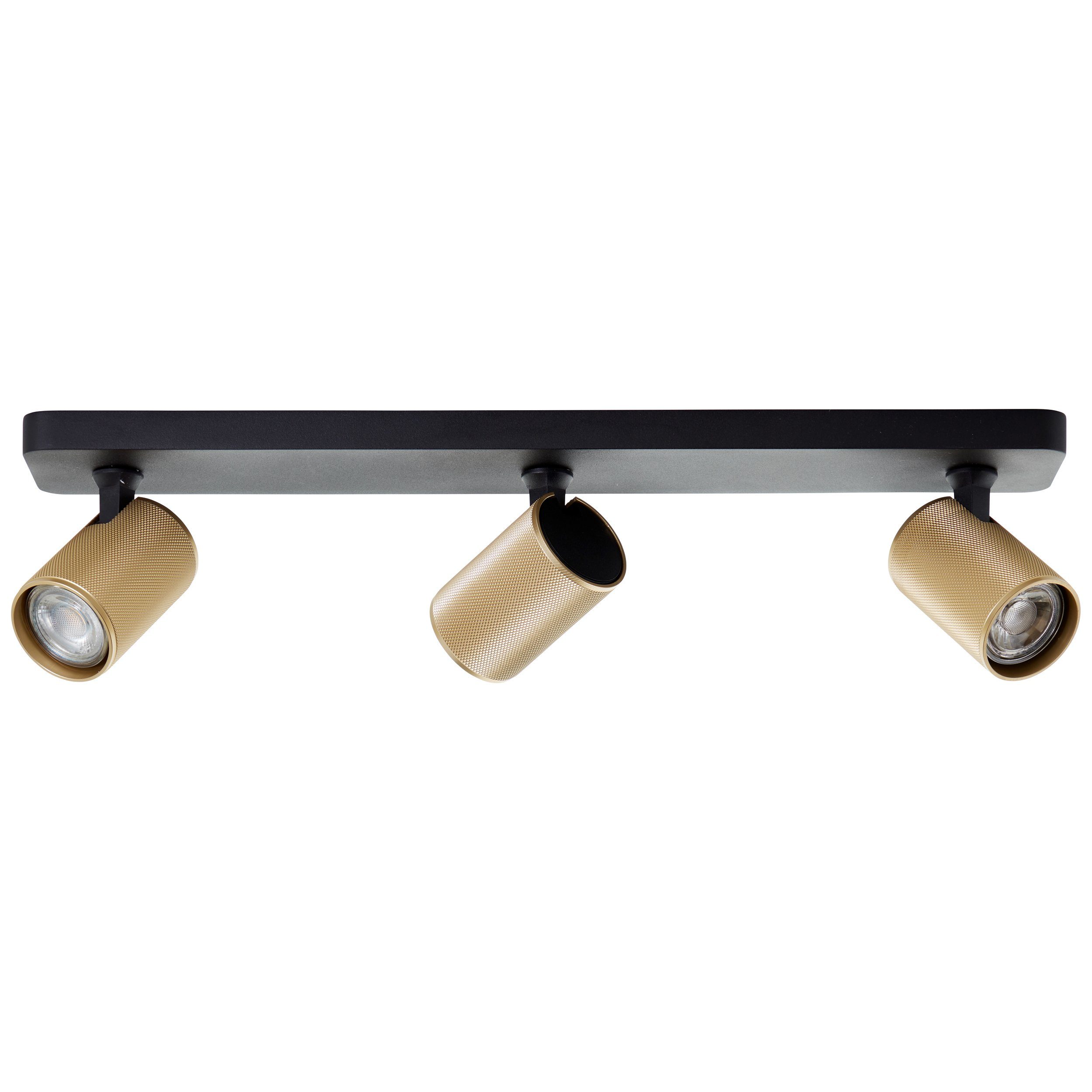 Brilliant Deckenstrahler Marty, LED wechselbar, Warmweiß, Spotbalken schwenkbar, 12x53x9cm, GU10, 345lm, schwarz/matt gold