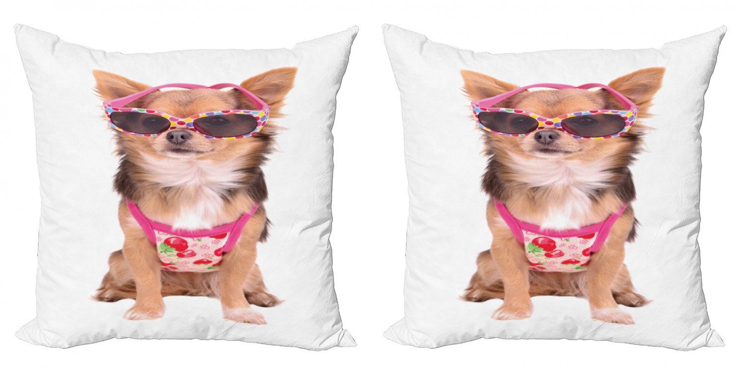 Digitaldruck, Sommer-Kleidung Modern Abakuhaus Stück), (2 Welpe Doppelseitiger Accent Kissenbezüge mit Chihuahua