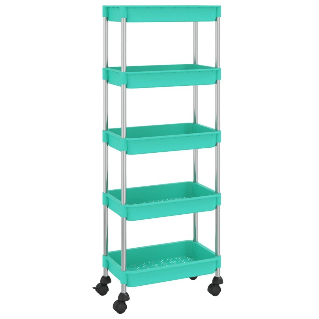 vidaXL Küchenwagen NA Küchenwagen 5 Etagen Türkis 40x22x116 cm Eisen und ABS