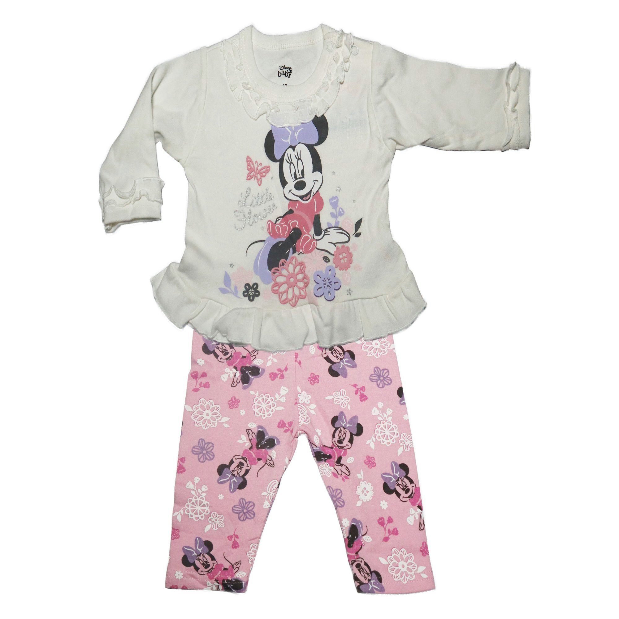 Disney Langarmshirt Disney Minnie Maus Mädchen Baby 2tlg. Set langarm Shirt plus Hose Gr. 62 bis 92