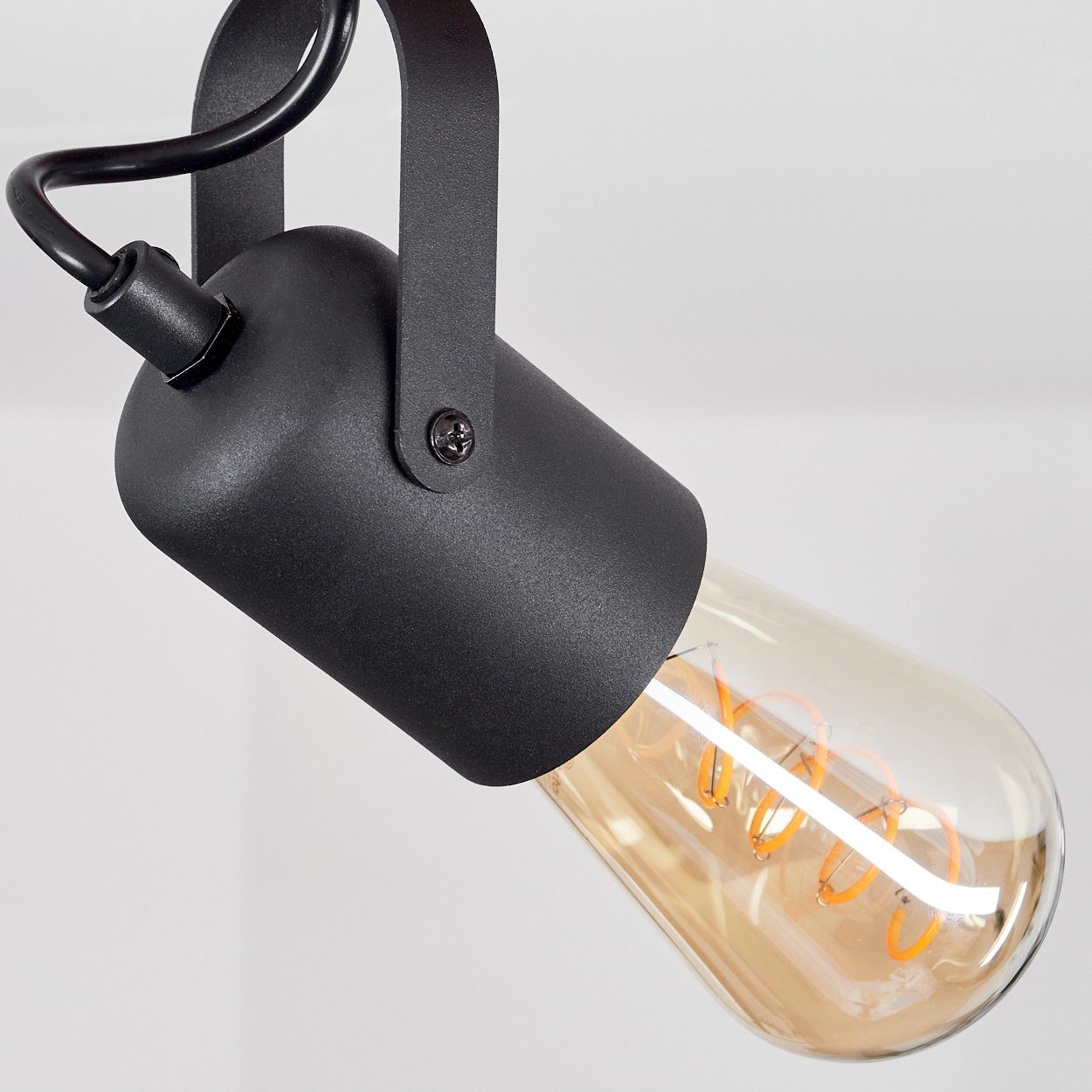 hofstein Deckenleuchte »Marcianise« moderne Deckenlampe verstellbar, Metall/Holz aus ohne in Schwarz/Natur, E27 Leuchtmittel
