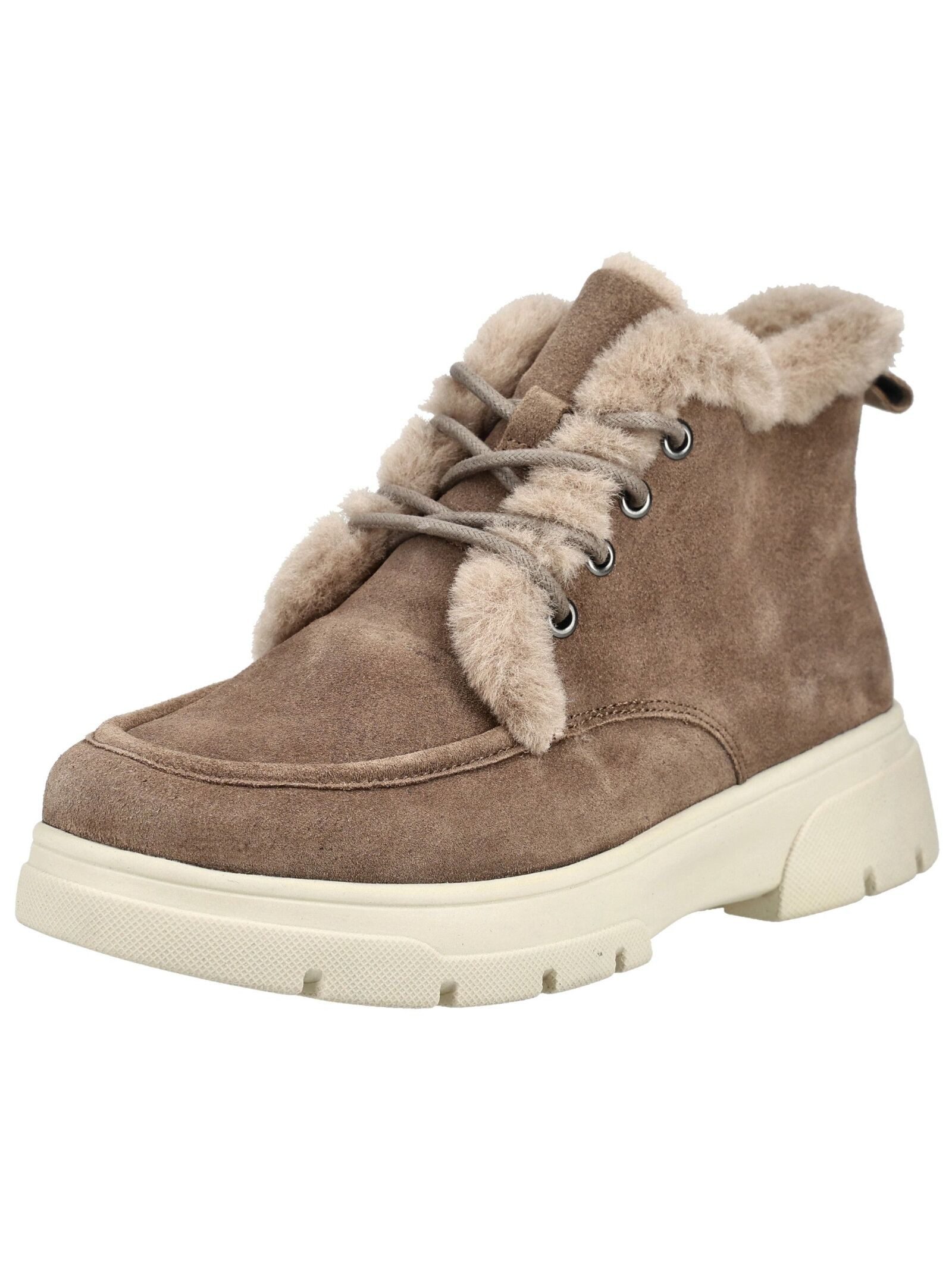 Stiefelette Veloursleder/Textil . Schnürstiefelette