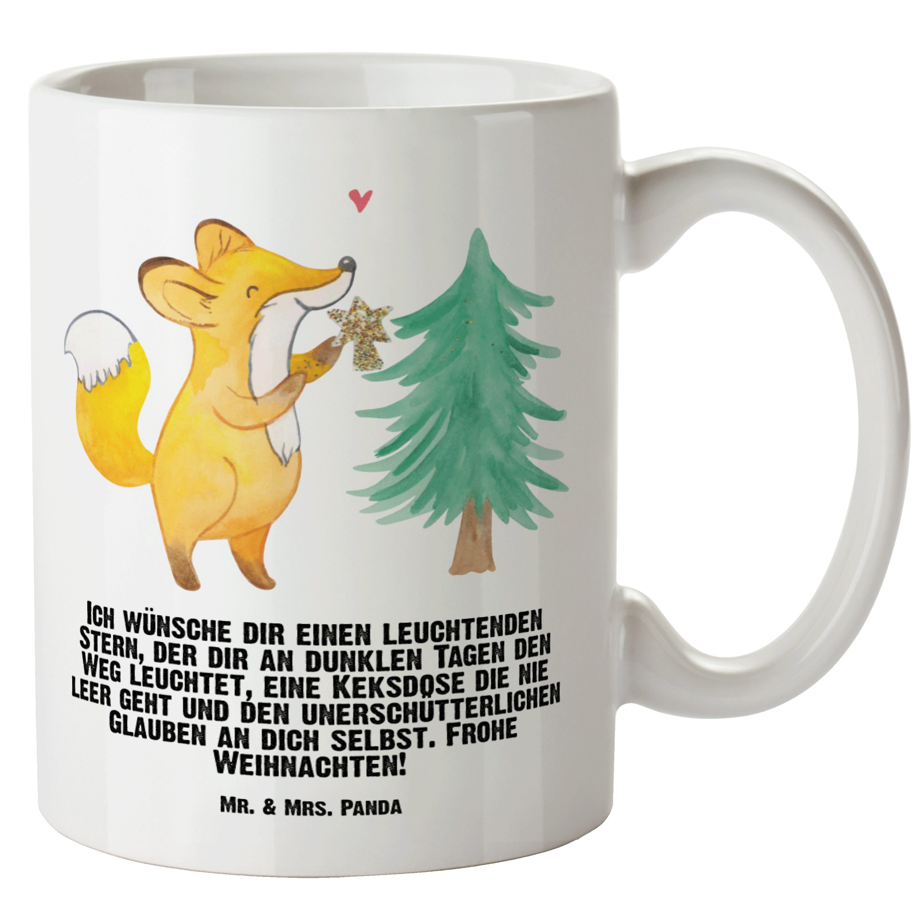 Mr. & Mrs. Panda Tasse Fuchs Weihnachtsbaum - Weiß - Geschenk, XL Tasse, Weihnachtsdekorati, XL Tasse Keramik