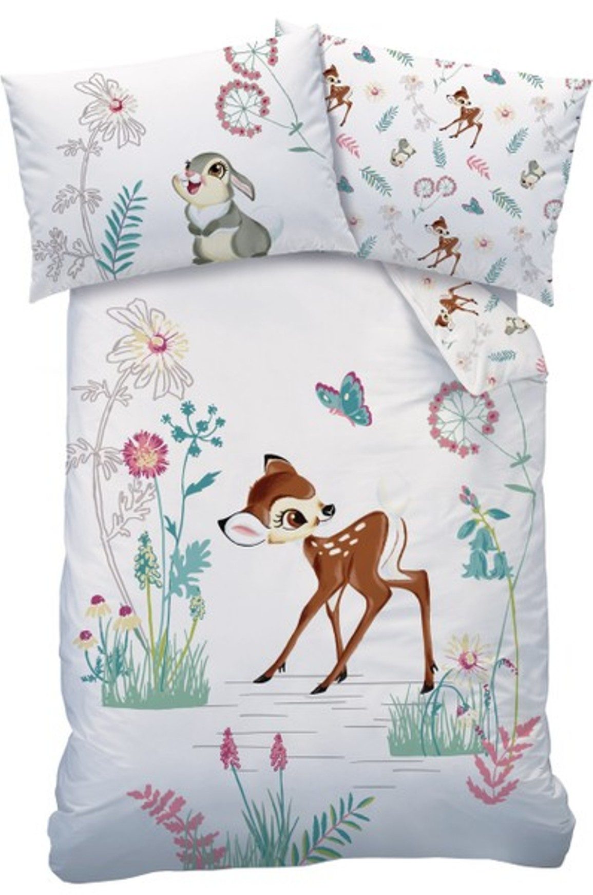 CTI Babybettwäsche Baby Bettwäsche Disney Bambi 100 x 135 cm 100% Baumwolle, 2 teilig, Langlebig