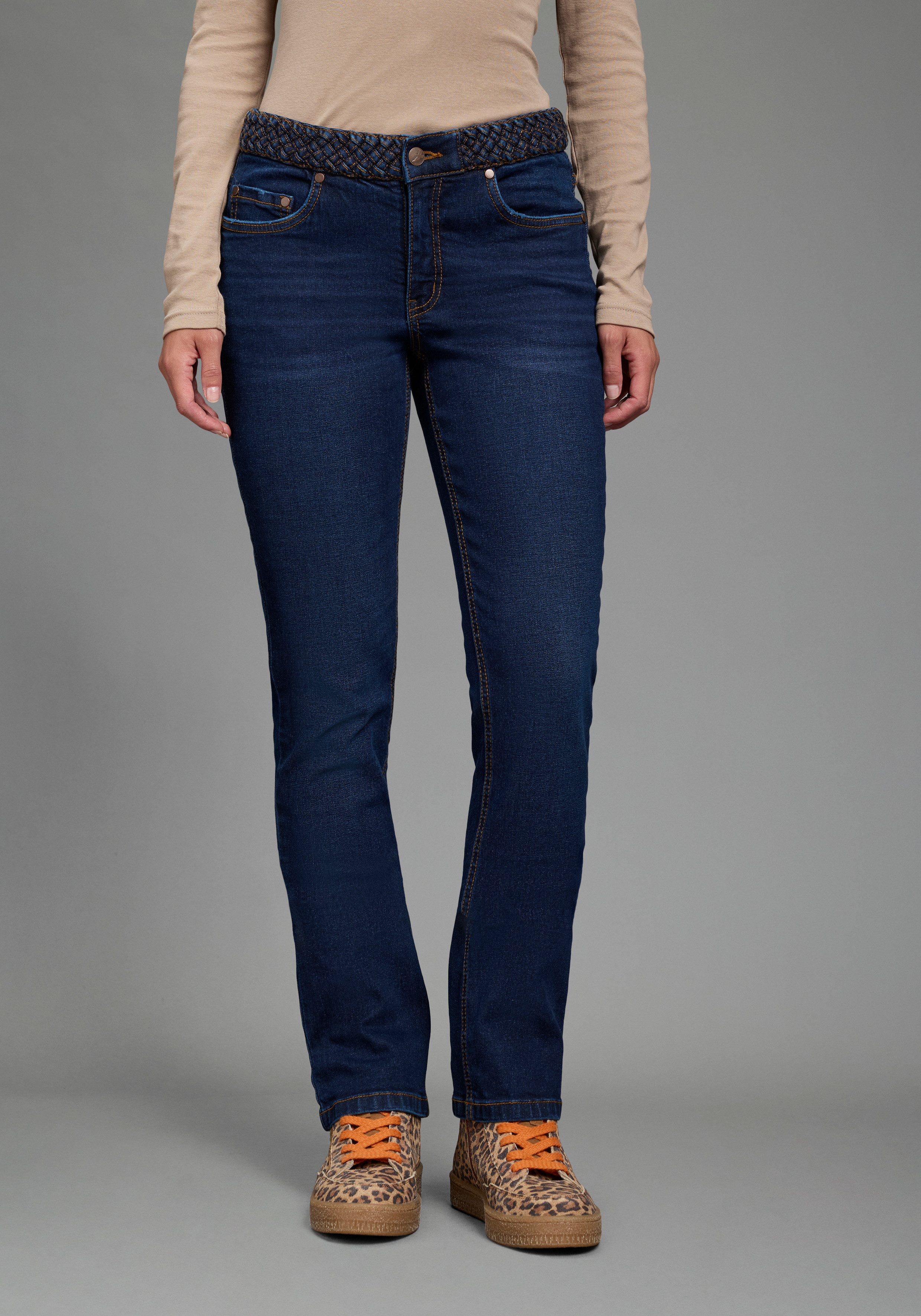Arizona Gerade Jeans mit Jeansgürteloptik Straight-Fit, gerader Beinverlauf, normale Leibhöhe