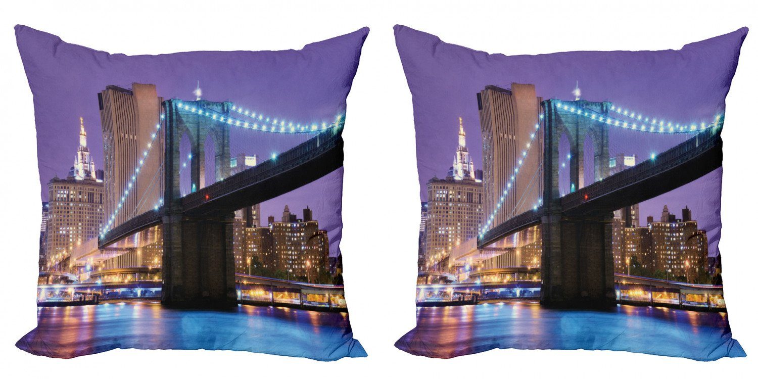 Kissenbezüge Modern Accent Doppelseitiger Digitaldruck, Abakuhaus (2 Stück), Nyc Szene Brücke in Richtung Manhattan