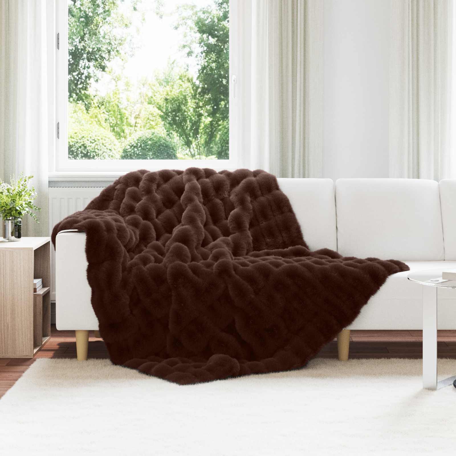 Wohndecke 150 x 220 cm Wohndecke Kunstfell 150x220 cm Polyester weich und gemütl, vidaXL