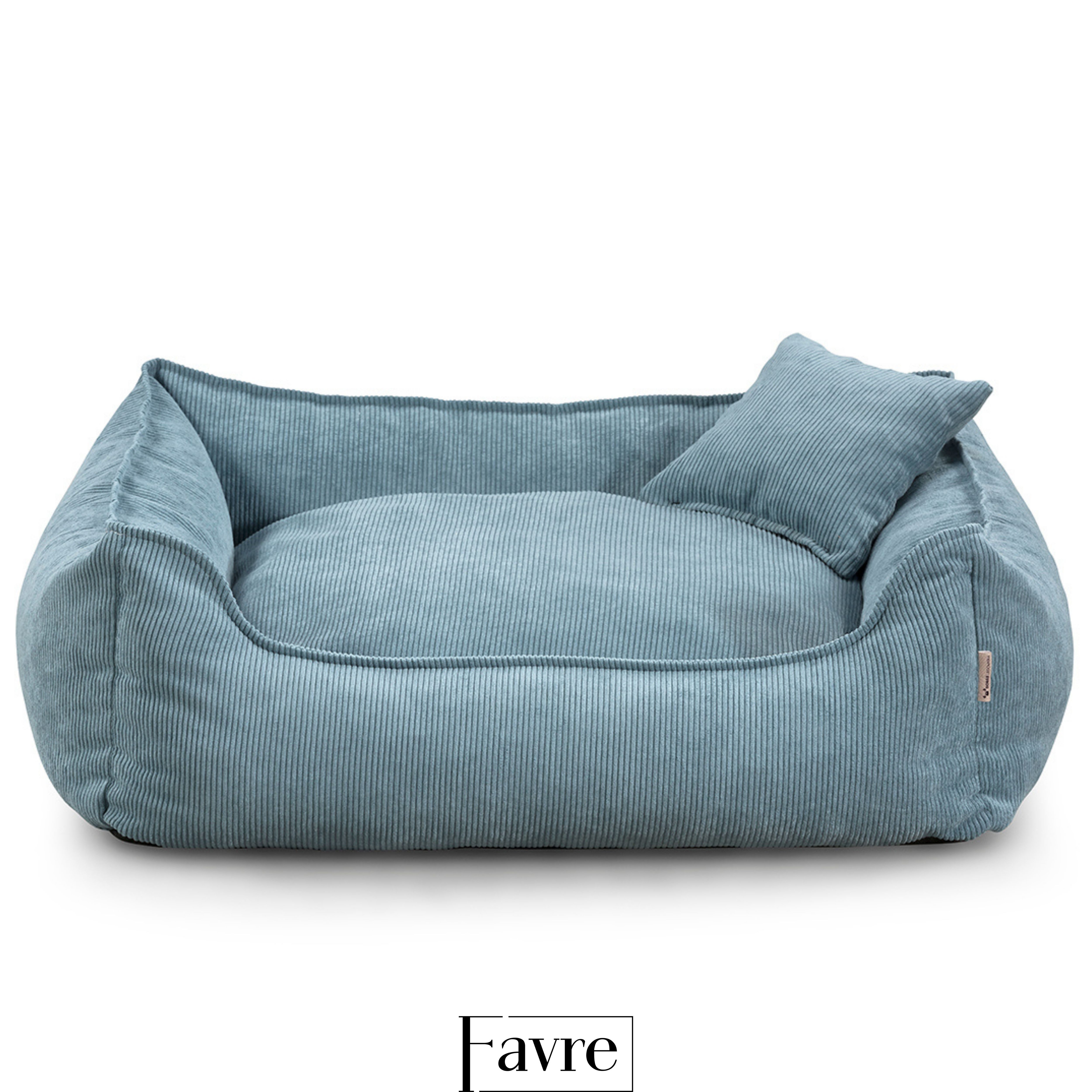 FAVRE Tierbett Hundebett Lucky mit abnehmbarem, waschbarem Cord-Bezug, 100% Polyester, verschiedene Größen, Gratis Kopfkissen