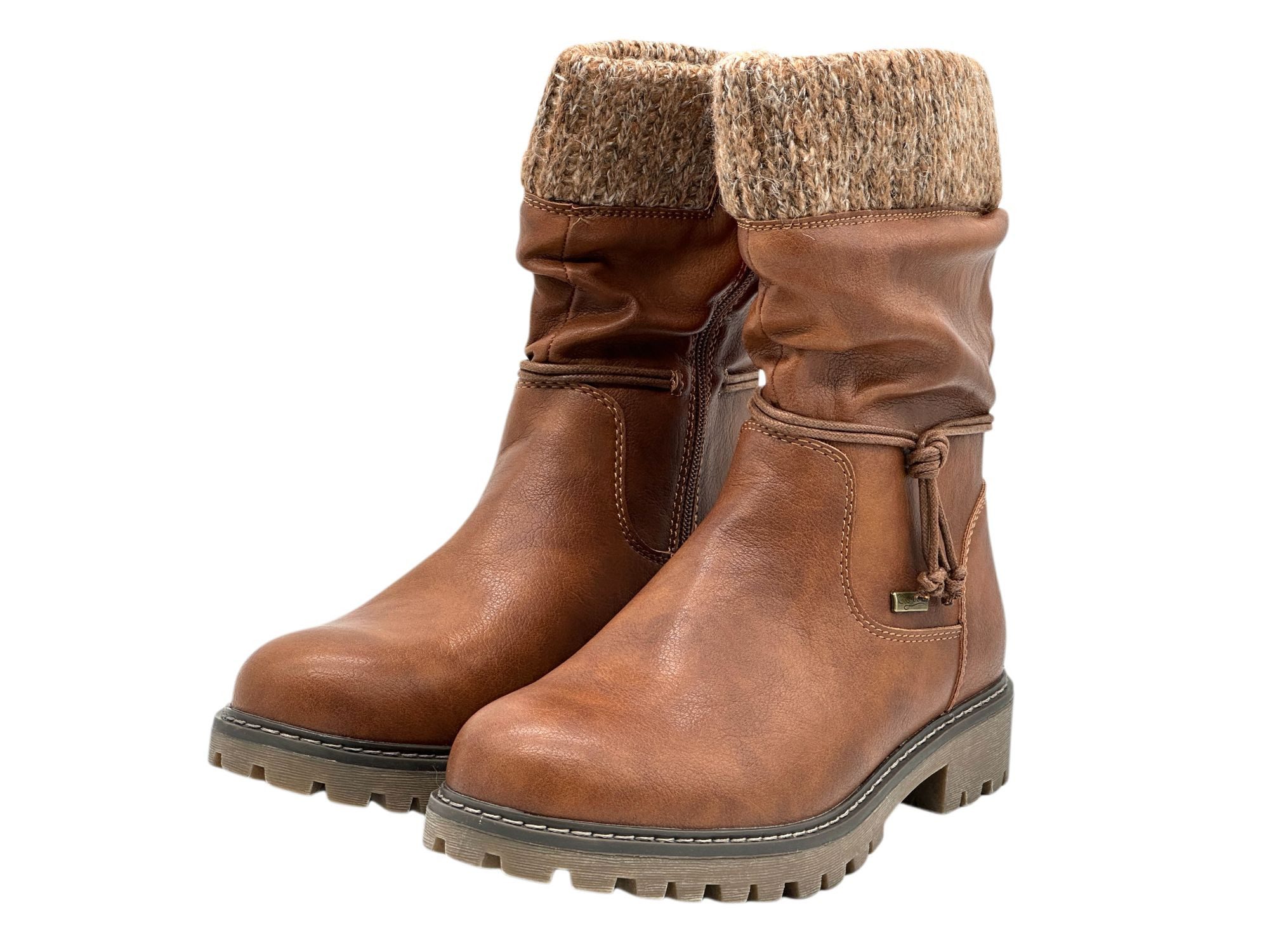 Nowaland Winterboots Damen mit Strickbund und dekorativer Schnürung Winterboots Mit weichem Strickbund, gerafftem Schaft und dekorativer Kordel – Bild 3 von 5