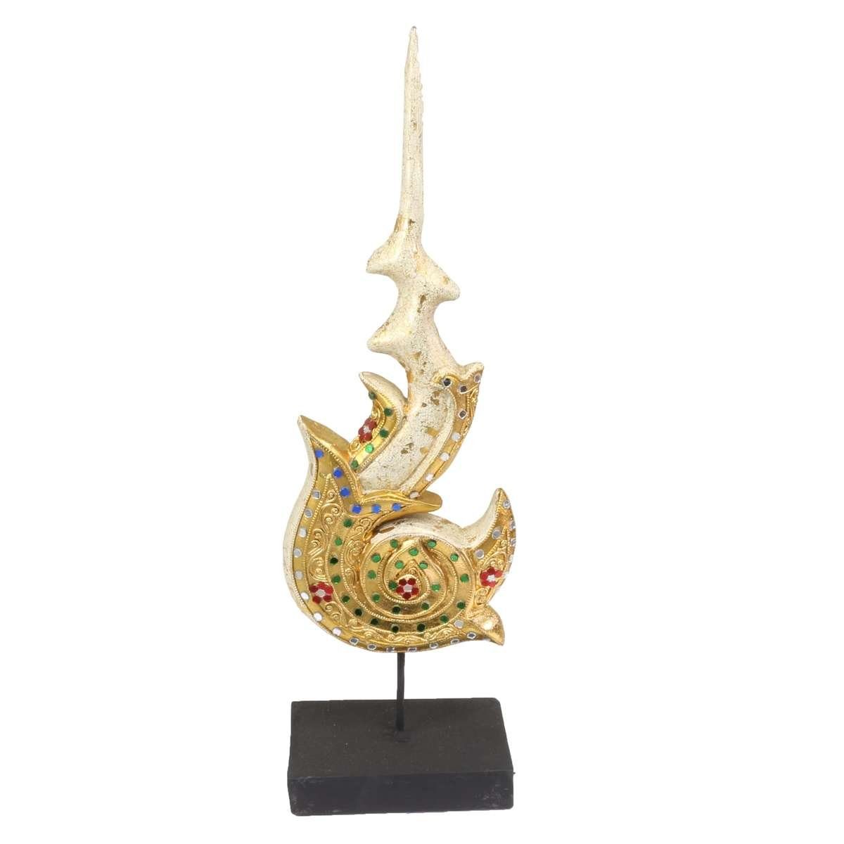 Oriental Galerie Dekofigur Skulptur Flamme Weiß Gold mit Sockel (1 St), traditionelle Herstellung in Handarbeit im Ursprungsland